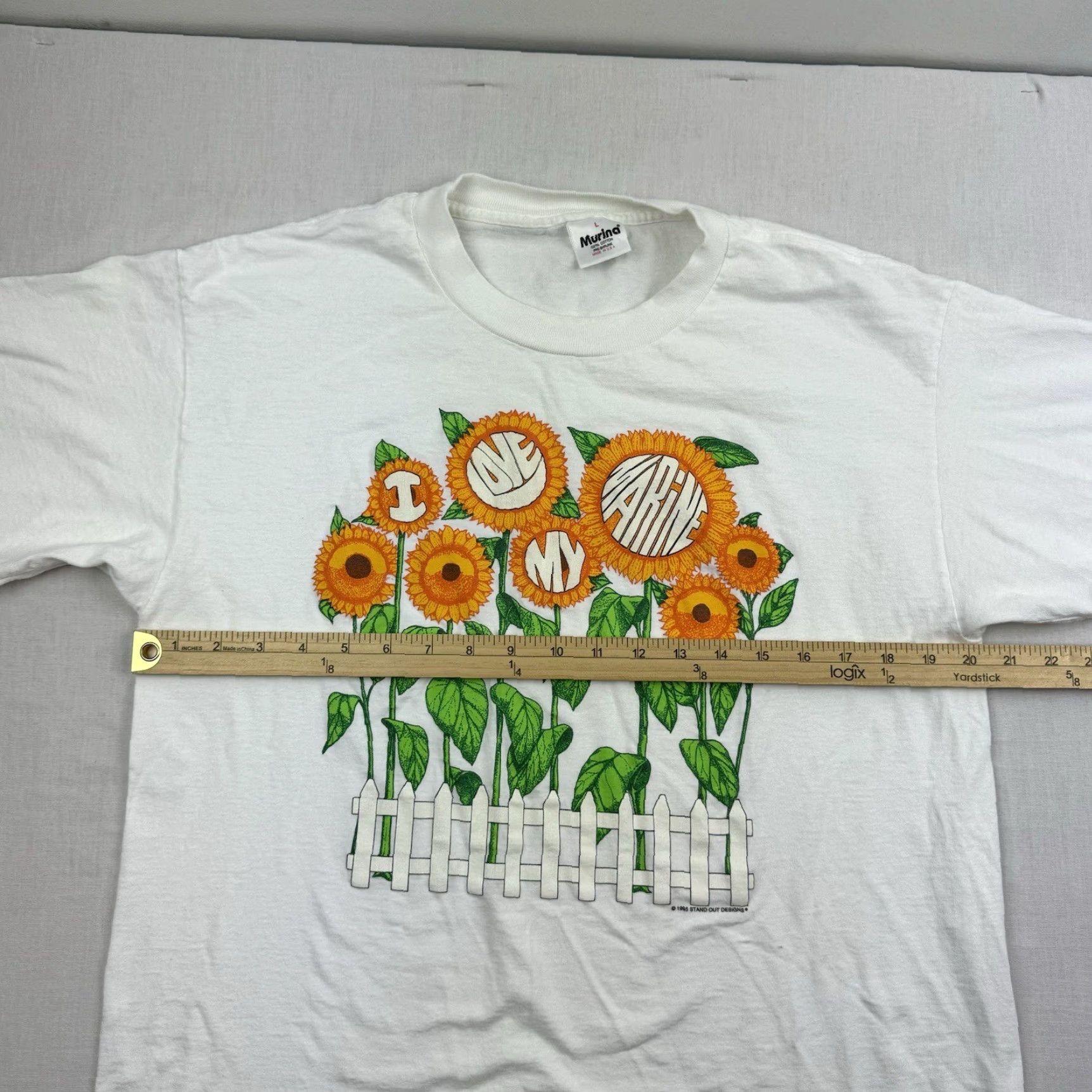 Vintage VINTAGE Murina Maine Sunflower T-Shirt Adult Large White Nature 90s Mens Size US L / EU 52-54 / 3 - 7 Thumbnail