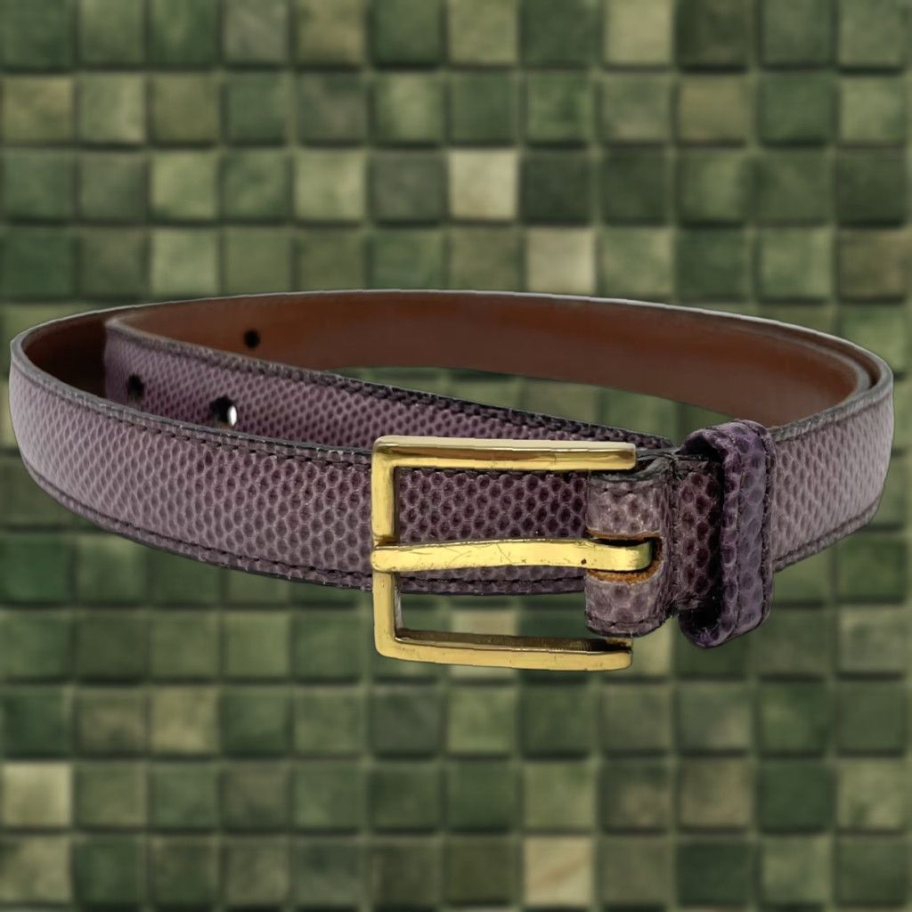 Dooney & Bourke VINTAGE Dooney & Bourke Snakeskin Pattern Dress Belt Women's Size 29-33 Purple Buckle Adjustable Leather Snakeskin Belt Dress Belt Womens 29-33 Size 4XL / US 24-26 - 1 Thumbnail