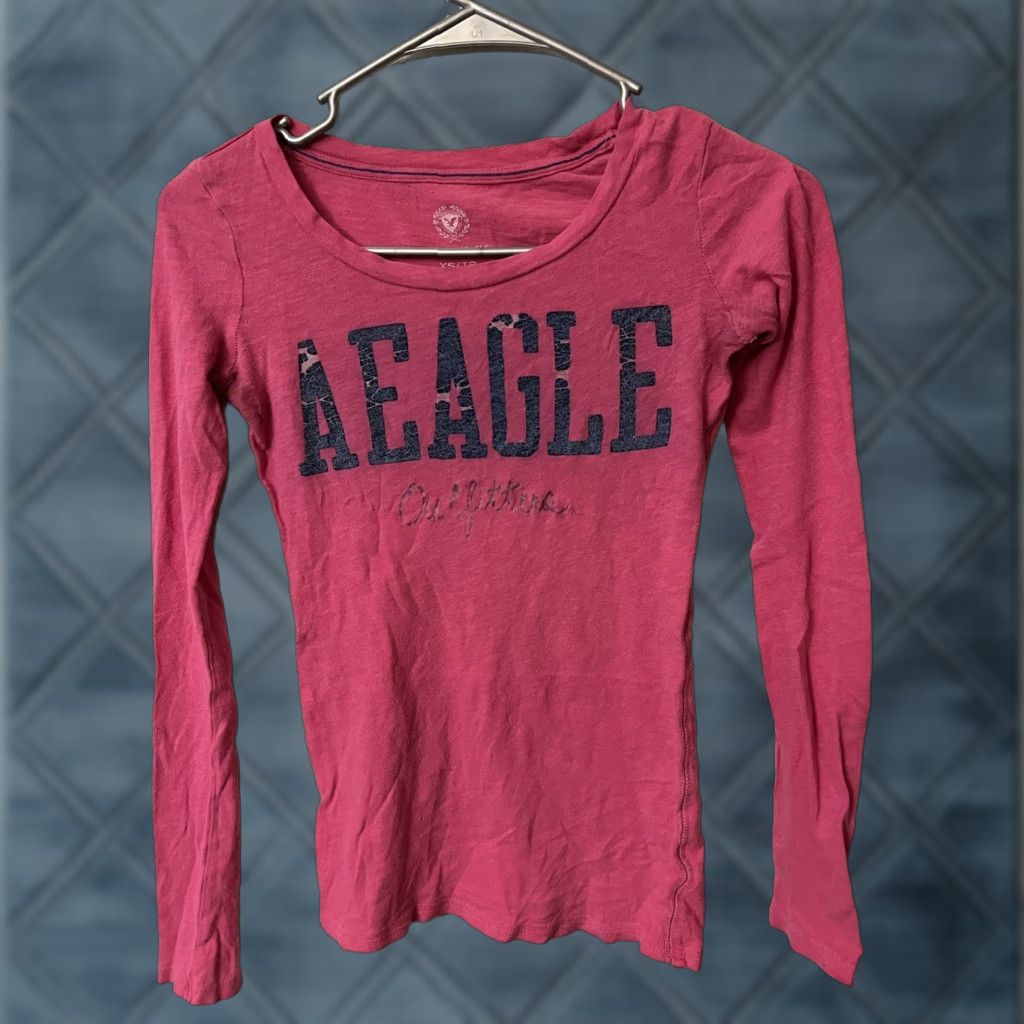 American Eagle Outfitters American Eagle Outfitters T-Shirt Pink Crew Neck Long Sleeve XS Womens Basic Shirt Size XS / US 0-2 / IT 36-38 - 1 Thumbnail