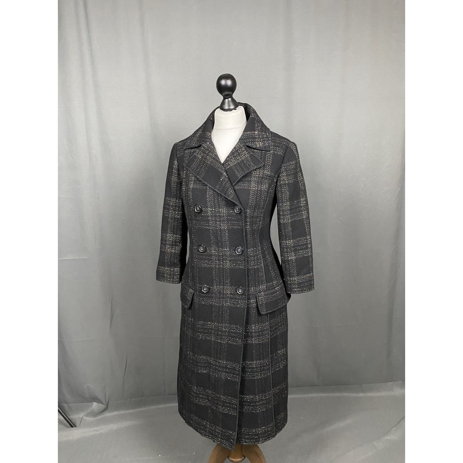 Dolce & Gabbana Dolce&Gabbana Women's Black Checked Wool Double Breasted Coa Size S / US 4 / IT 40 - 2 Thumbnail