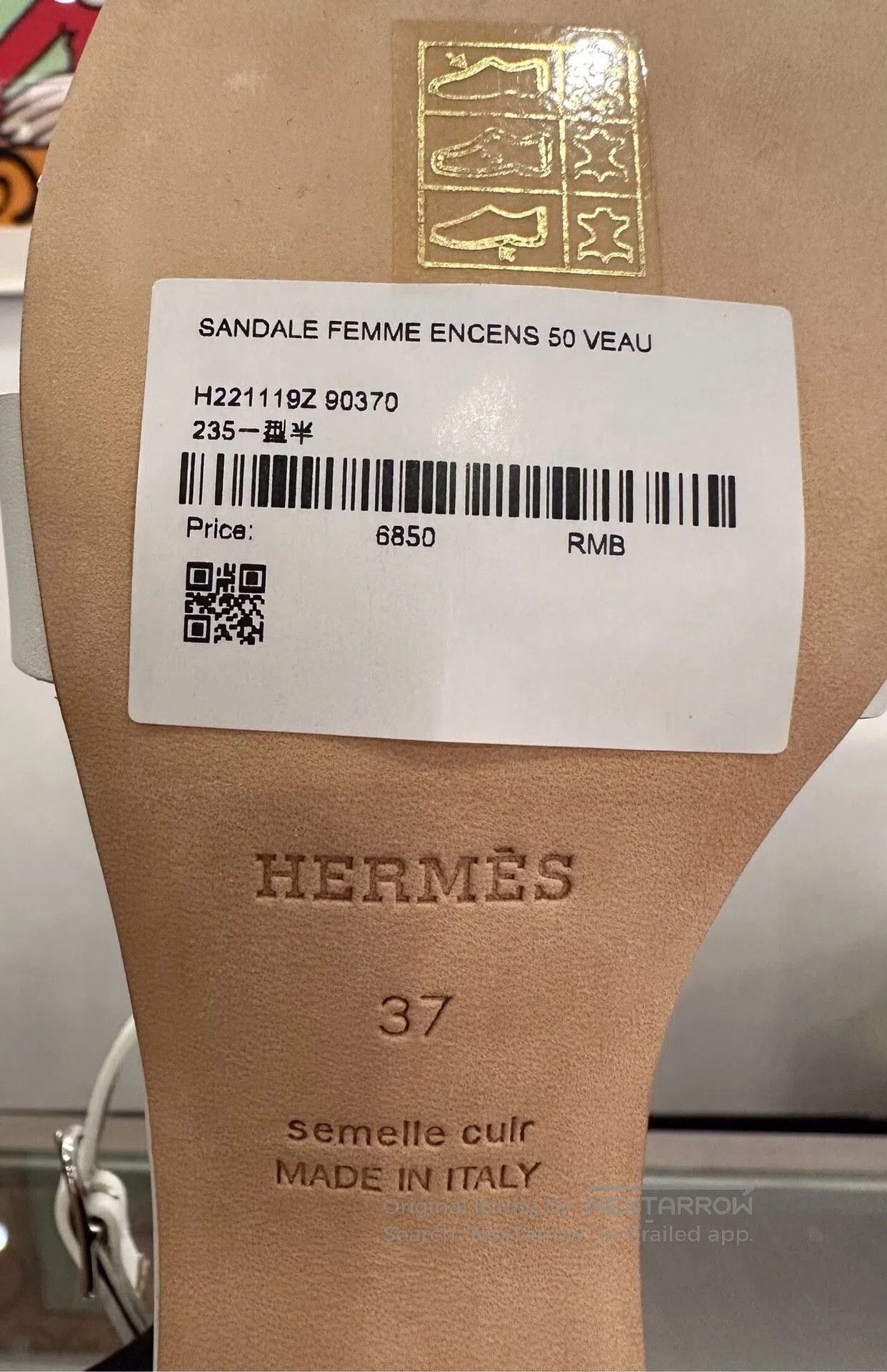 Hermes Hermes White H Logo Tower Buckle Sandals. Size US 6 / IT 36 - 7 Thumbnail