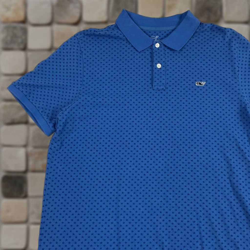 Vineyard Vines Vineyard Vines Polo Shirt Men Medium Blue Heritage Stars Golf Short Sleeve Polo Mens Size US M / EU 48-50 / 2 - 1 Thumbnail