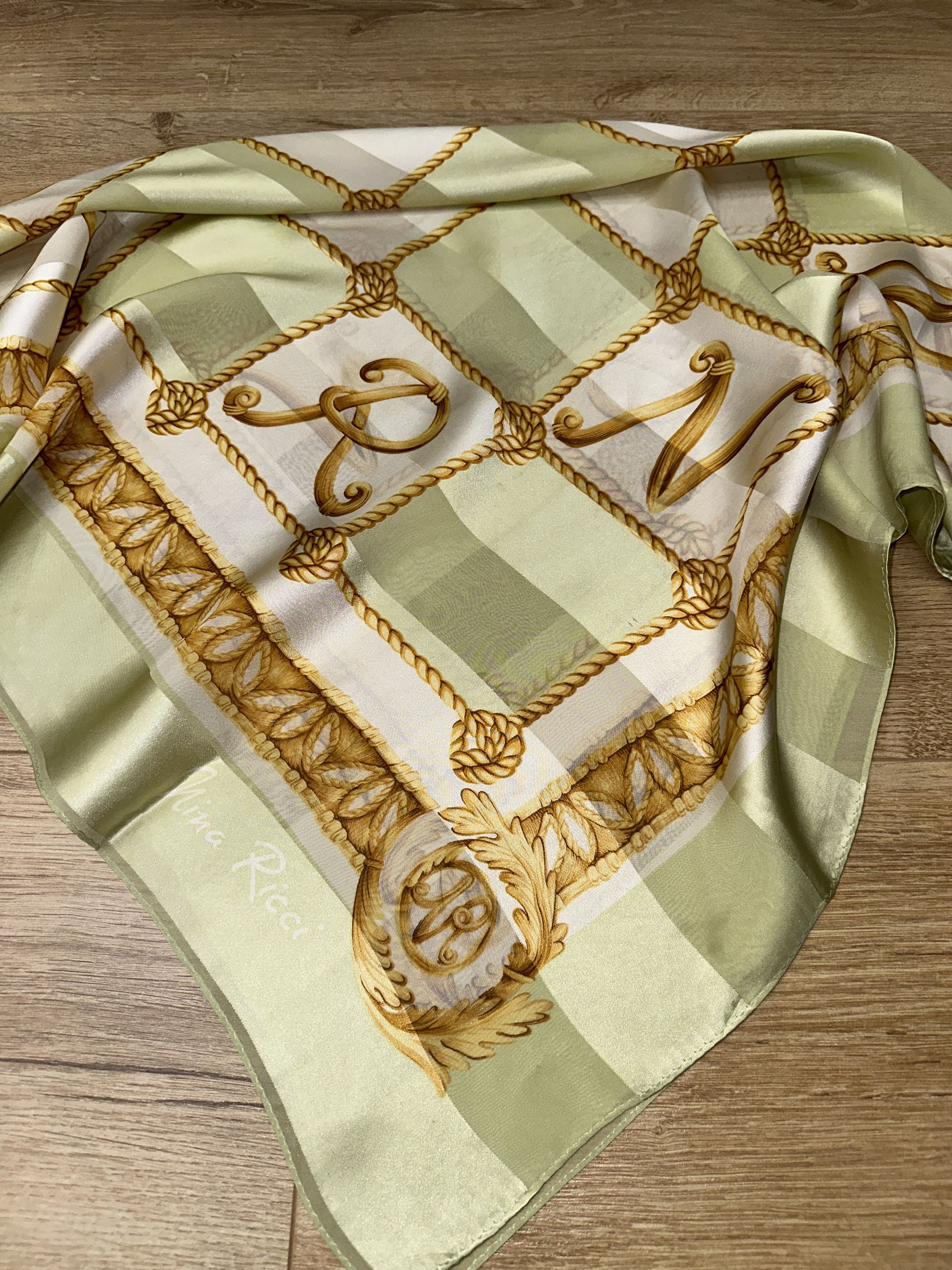Nina Ricci Nina Ricci Paris 100% Silk Rope Lattice Square Scarf 86x85 Size ONE SIZE - 15 Thumbnail