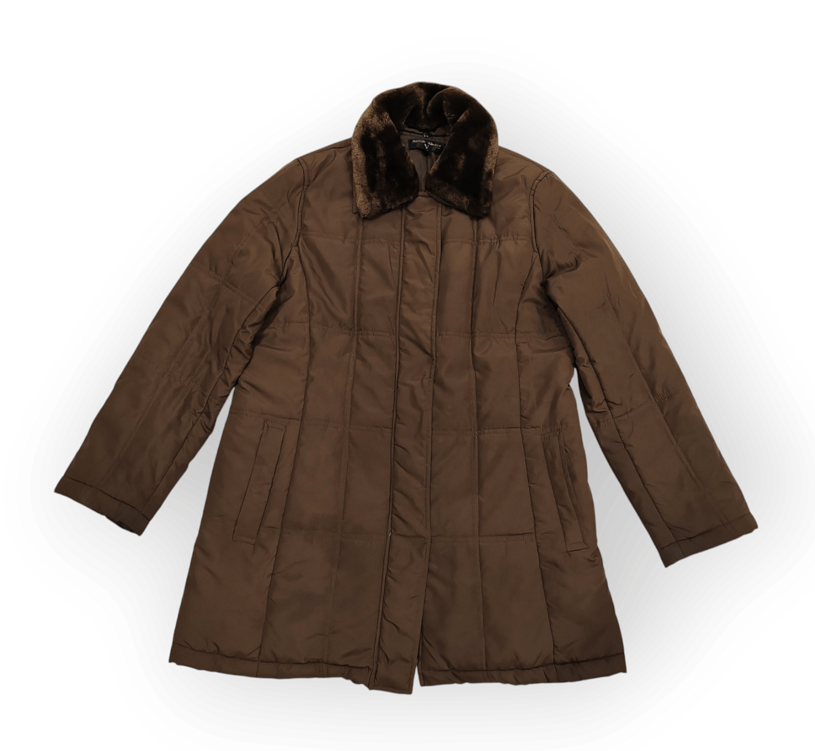 RUDOLPH VALENTINO JACKET DOWN PUFFER VINTAGE BROWN FULL ZIP