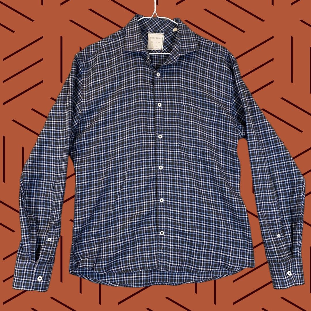 Billy Reid Billy Reid Shirt Mens Medium Regular Blue Gray Plaid Button-Up L/S Dress Casual Winter Spring Summer Fall Shirt Mens Size 40R - 1 Thumbnail