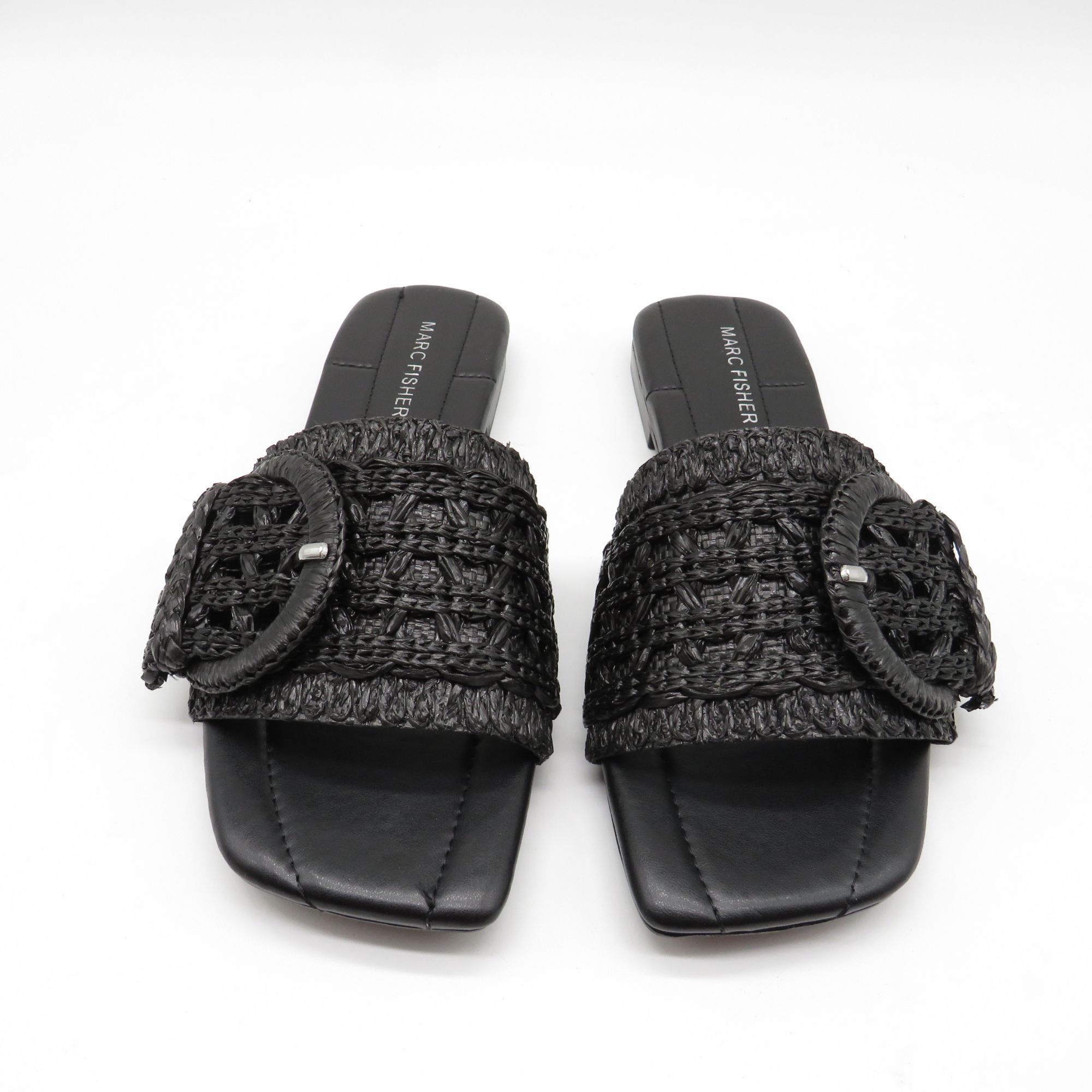 Marc Fisher Marc Fisher Womens Black Loree Raffia Buckle Slide Sandals 5 Size US 5.5 / IT 35.5 - 3 Thumbnail