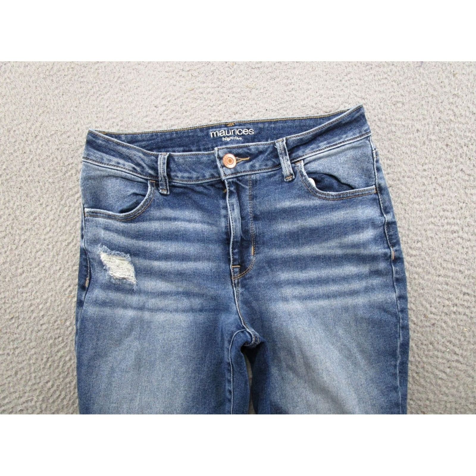 Vintage Maurices Jeans Shirt? No. Revised title: Maurices Jeans Skinny Stretch Distressed Blue Denim Womens M Long Size Regular 5-Pocket Brand Maurices Shirt? Size 32" / US 10 / IT 46 - 3 Thumbnail
