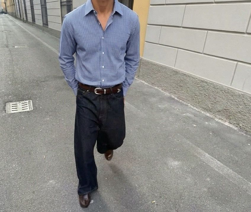 Prada Prada Milano Gingham Check Shirt — Navy Blue/White Size US L / EU 52-54 / 3 - 11 Thumbnail
