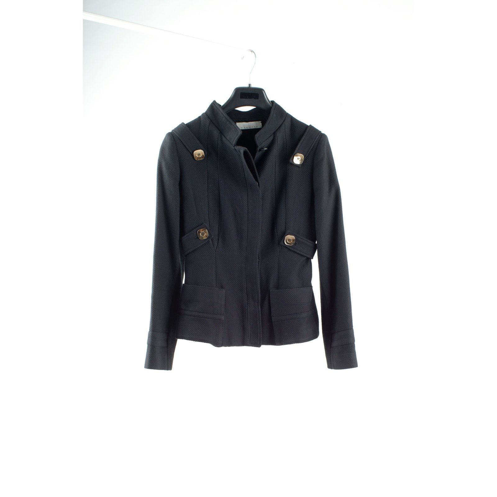 Other Requiem Silk Lined Cotton Blend Black Elegant Jacket Size S / US 4 / IT 40 - 4 Thumbnail