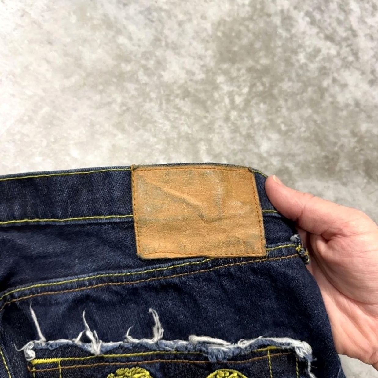 RMC Jeans Red Monkey Jeans Mens 38x32 Denim Pockets Rare Wide Leg Selvedge Distressed Embroidered Blue 90s Vintage Art Tattoo Japanese Clearance Size US 38 / EU 54 - 5 Thumbnail