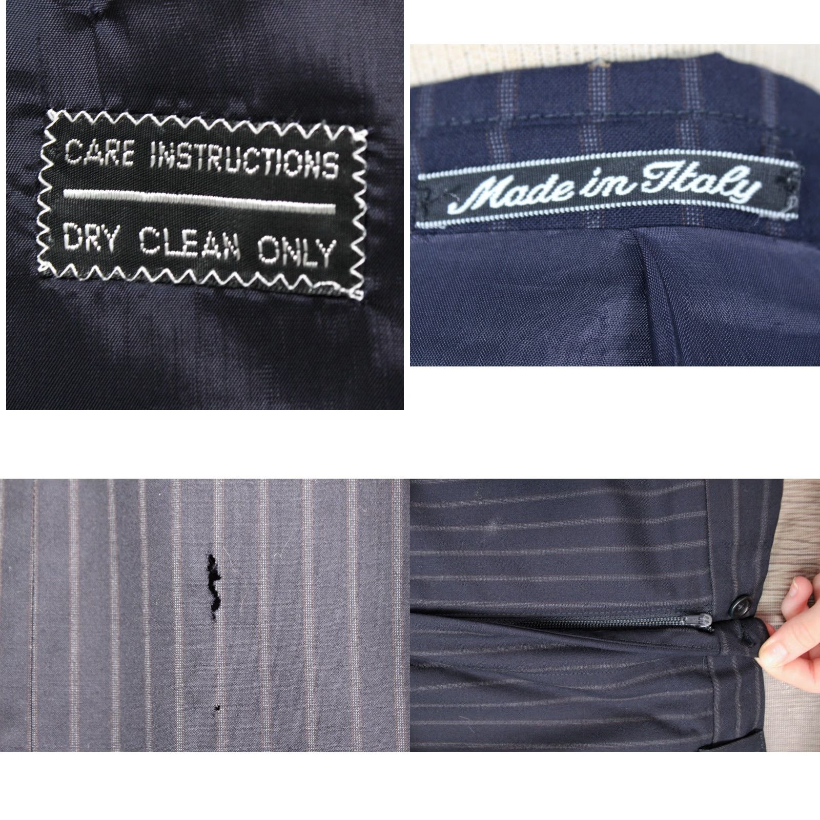 Armani VINTAGE Armani Suit Mens 2 PC Navy Blue Pinstripe Wool Wool 44R 48 Chest 44 Regular Mens Size 44R - 9 Thumbnail
