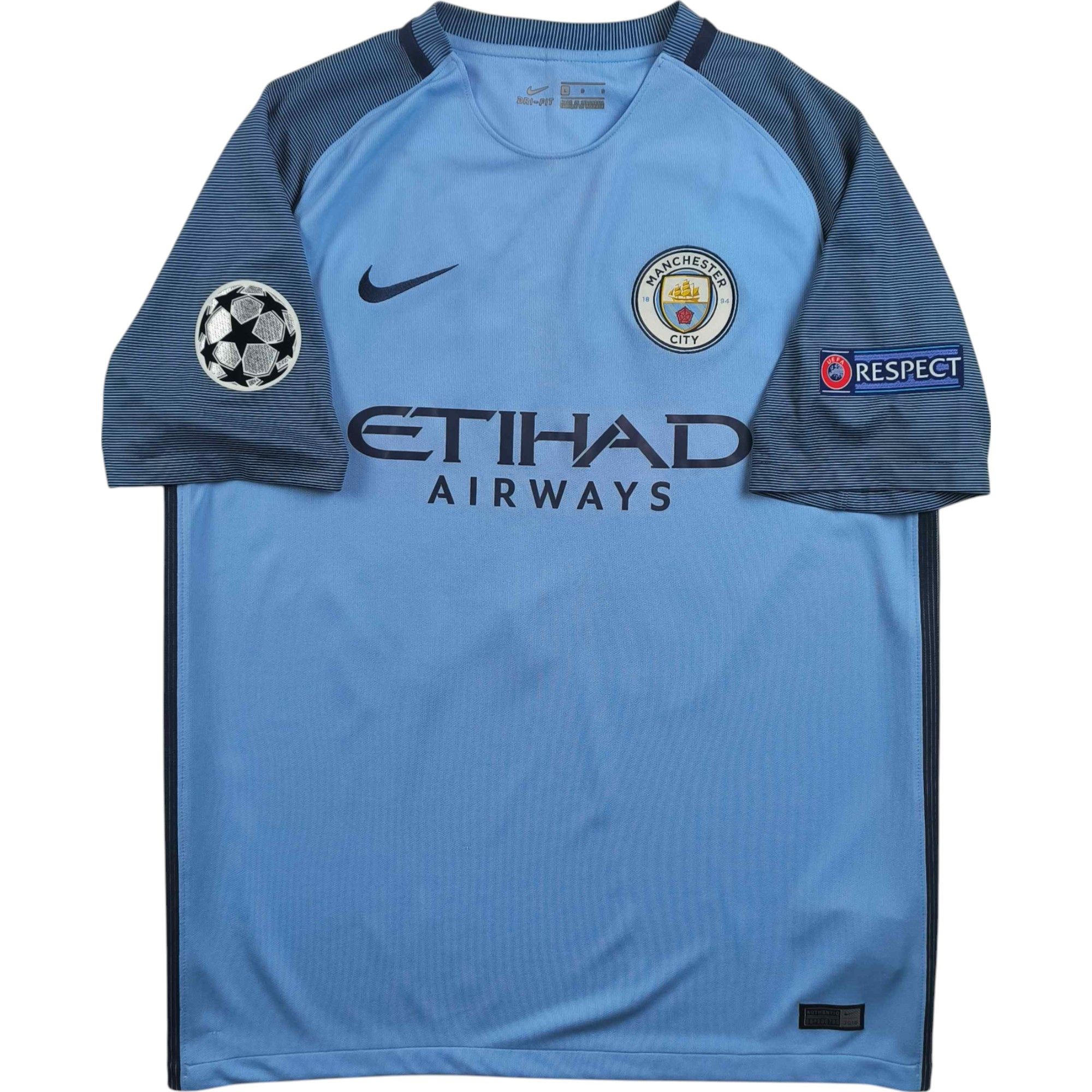 Nike Manchester City 16-17 home UCL Kun Agüero football jersey L Size US L / EU 52-54 / 3 - 2 Thumbnail