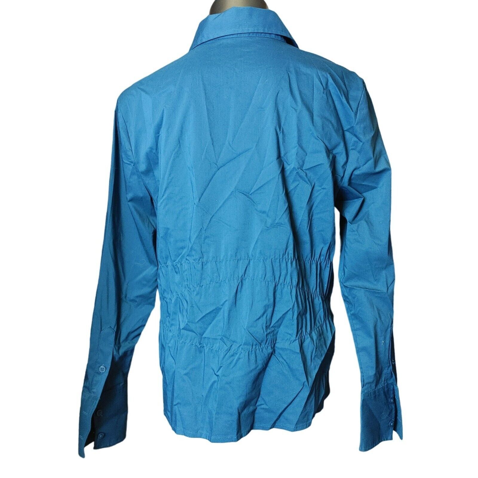 Worthington WORTHINGTON Womens L Blue Stretch Button Up Long Sleeve Dres Size L / US 10 / IT 46 - 2 Thumbnail