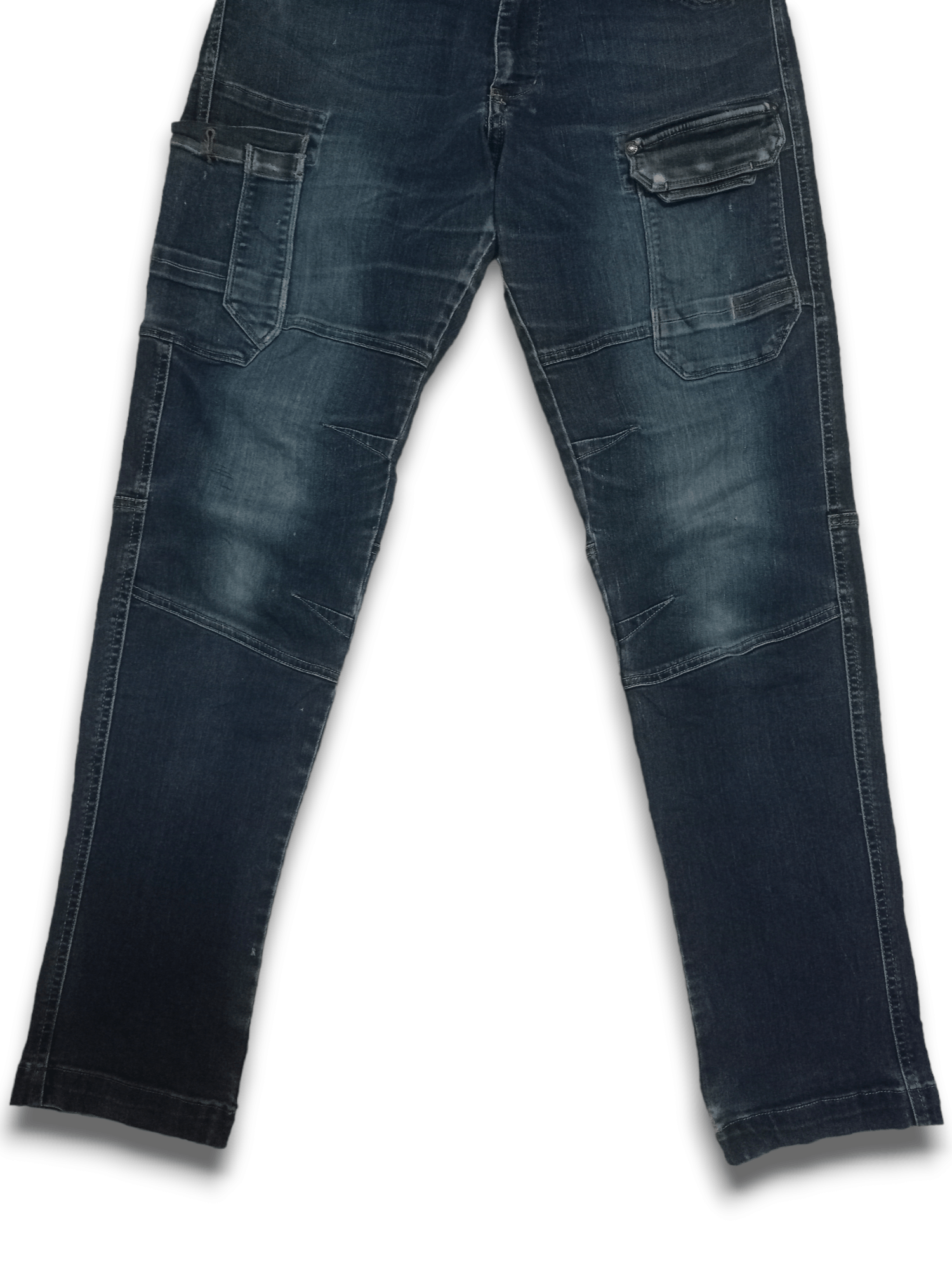 Japanese Brand Vintage Japanese Brand Blue Wash Distressed Cargo Pants Size US 32 / EU 48 - 9 Thumbnail