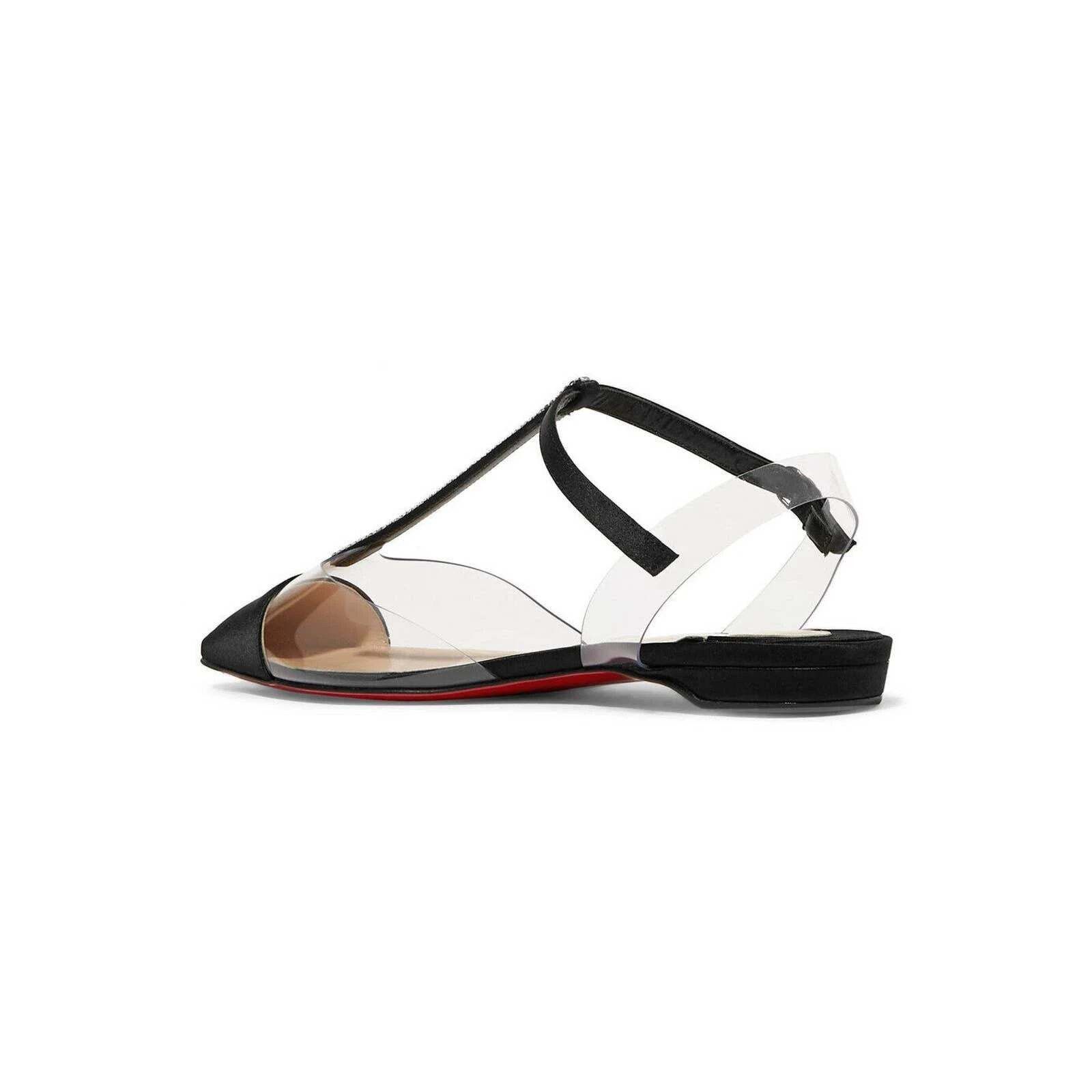 Christian Louboutin Nosy Strass PVC T Strap Pointed Ballerina Ballet Flat 37.5 Size US 7.5 / IT 37.5 - 13 Thumbnail