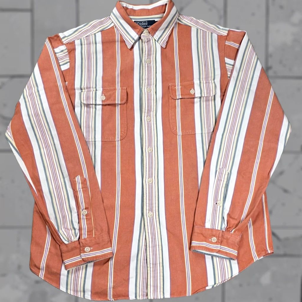 Ralph Lauren VINTAGE Polo Ralph Lauren Men Shirt Denim Navajo Stripe Orange Sz L Kang Size US L / EU 52-54 / 3 - 1 Thumbnail