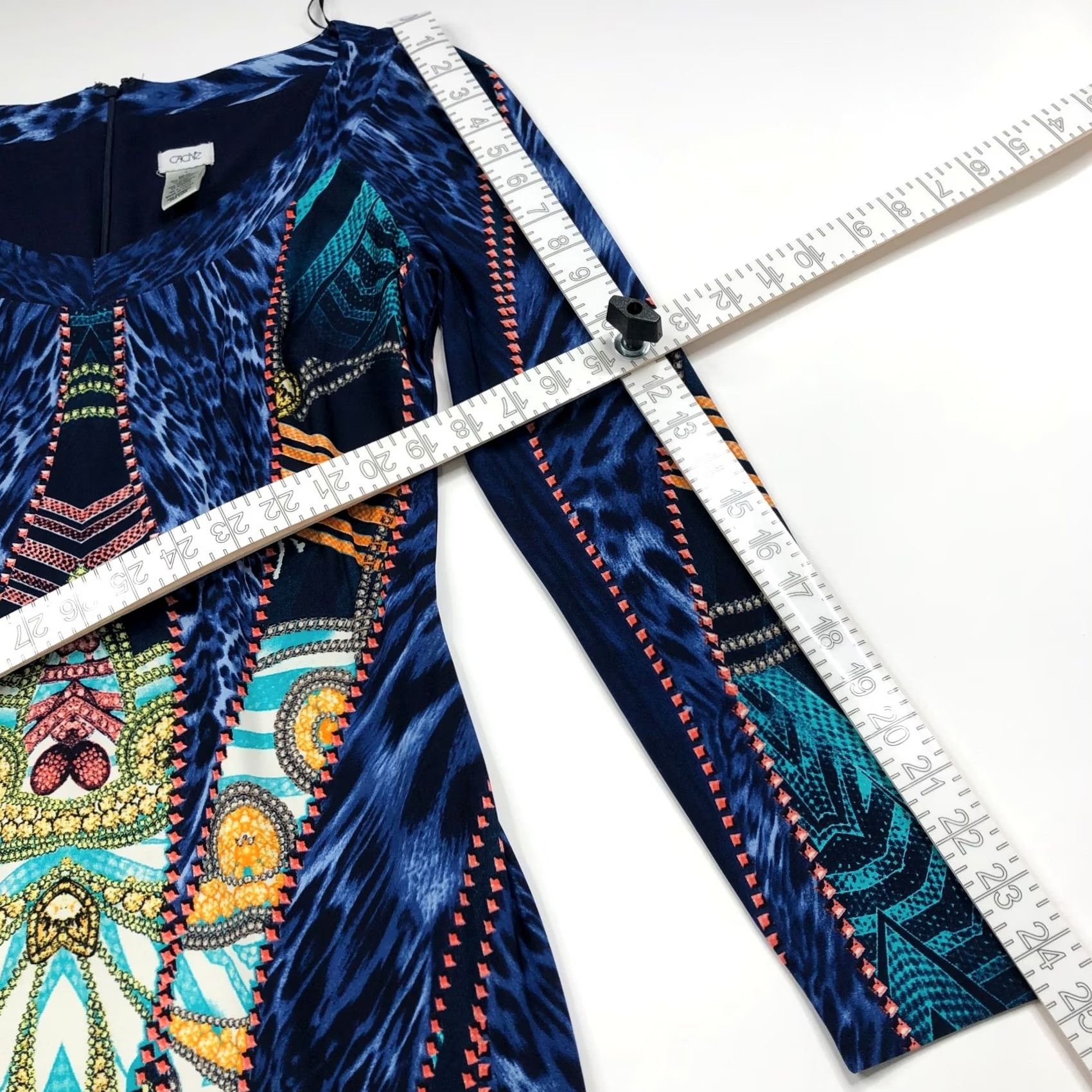Vintage Cache 6 Sheath Dress Geometric Abstract Zip Blue MINT Size M / US 6-8 / IT 42-44 - 5 Thumbnail
