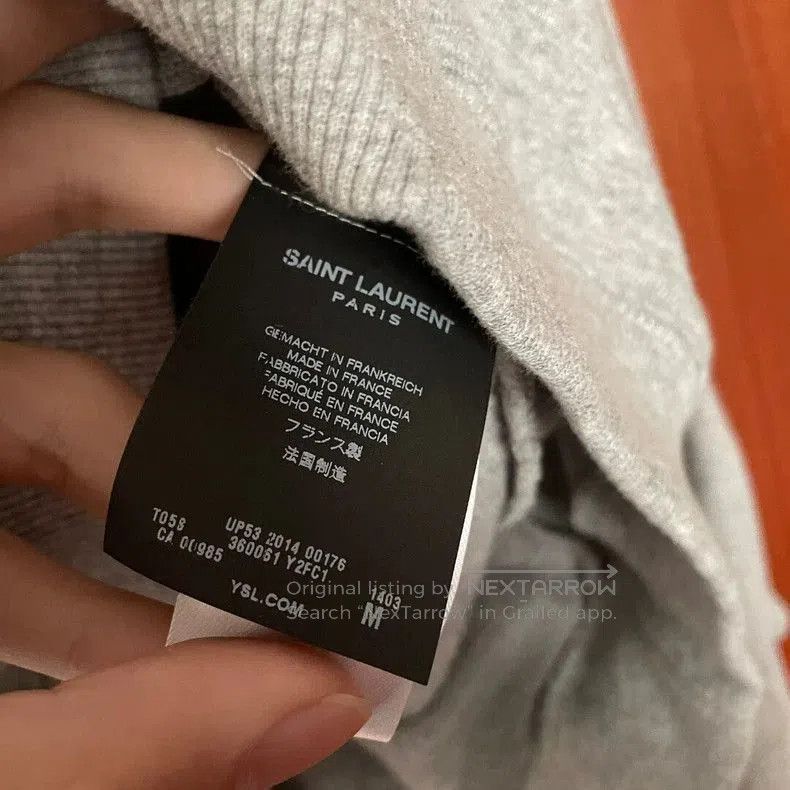 Saint Laurent Paris Saint Laurent Light Gray Zip Shoulder Sweatshirt. Size US M / EU 48-50 / 2 - 4 Thumbnail