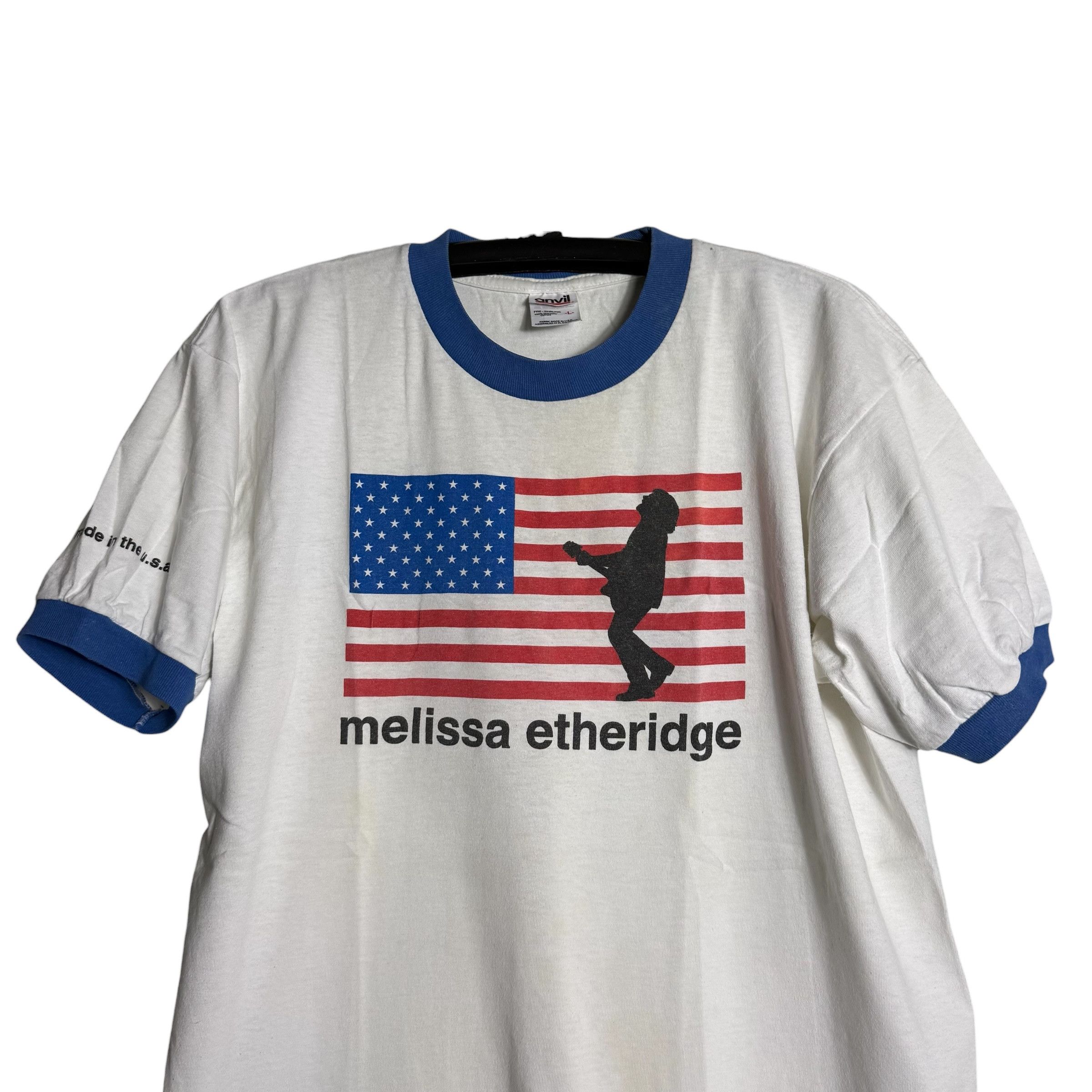 Band Tees Vintage 90s Melissa Etheridge USA Flag Ringer T-shirt Size US L / EU 52-54 / 3 - 2 Thumbnail