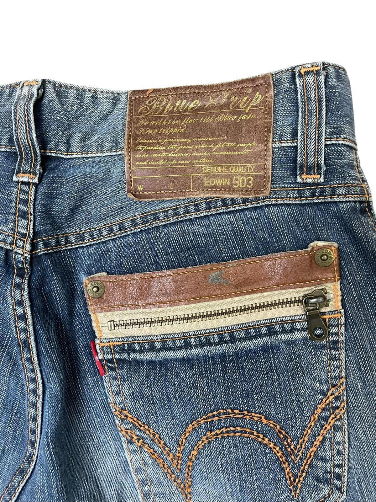 Edwin Vintage Edwin 503 Blue Trip Straight Cut Size US 30 / EU 46 - 4 Thumbnail
