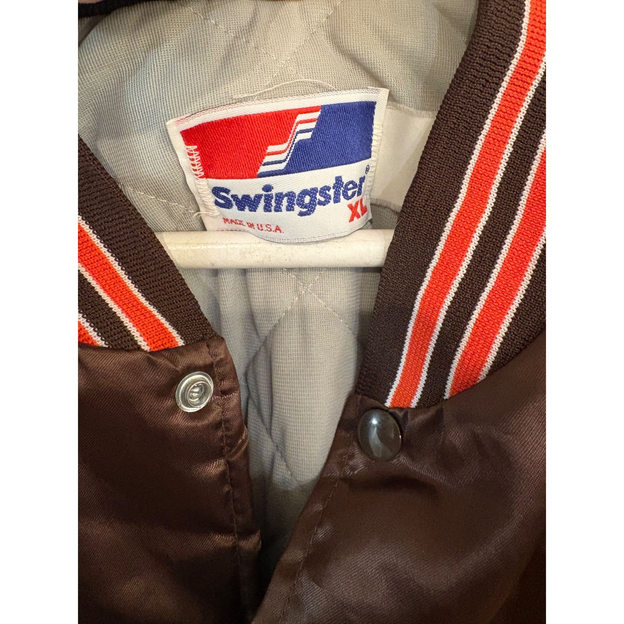 Swingster Vintage 80s Swingster Cleveland Browns NFL Football Satin Ja Size US XL / EU 56 / 4 - 6 Thumbnail