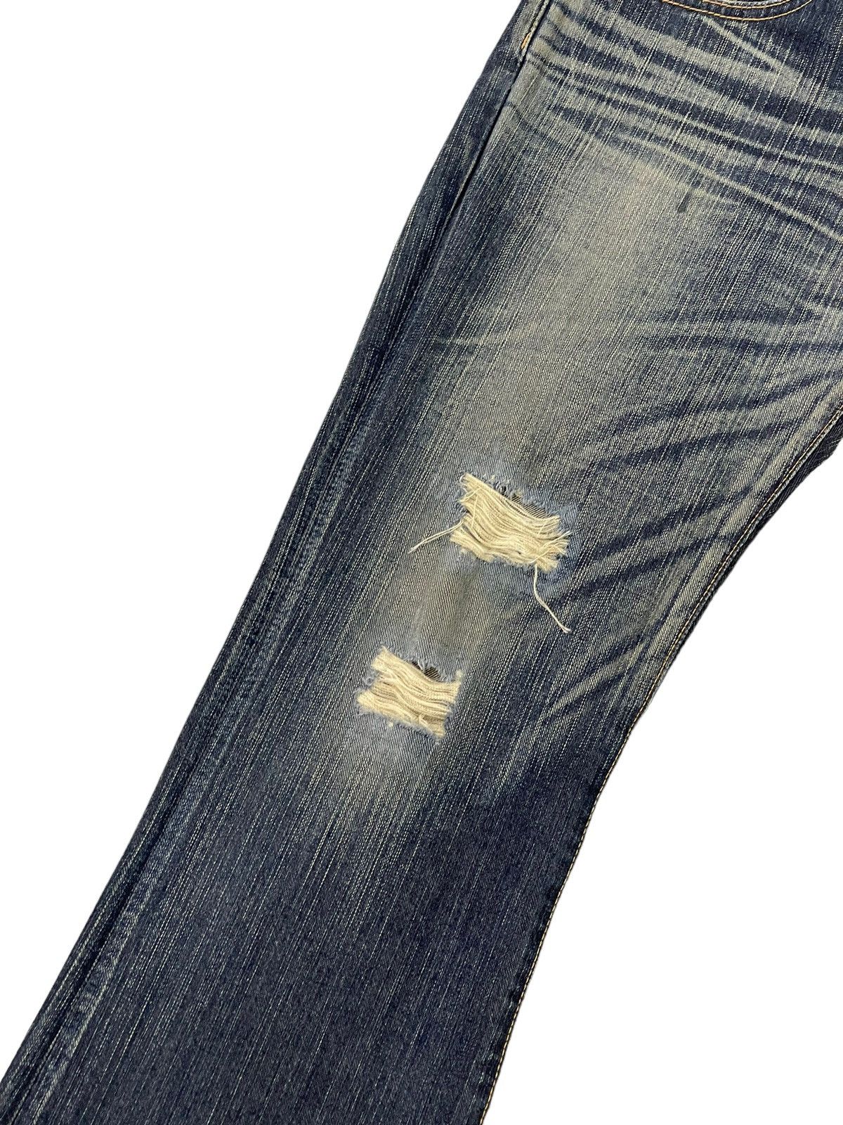 Japanese Brand Flare Jeans Edwin Japan Thrashed Distress Boot Cut 6🟦2 Size US 34 / EU 50 - 6 Thumbnail