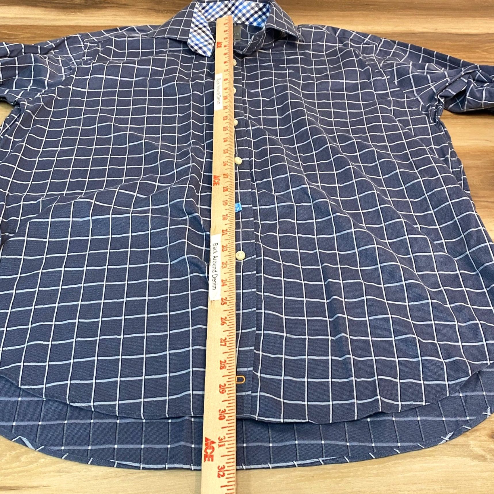 Vintage THOMAS DEAN Shirt Mens XL Blue White Plaid Check Long Sleeve Button Up Size US XL / EU 56 / 4 - 5 Thumbnail