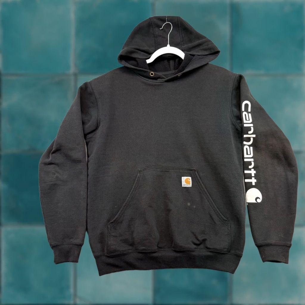 Carhartt VINTAGE Carhartt Hoodie Shirt Mens Small Black K288 Relaxed Fit Hooded Graphic Print Pockets Pullover Sweatshirt Outdoor Workwear Size US S / EU 44-46 / 1 - 1 Thumbnail