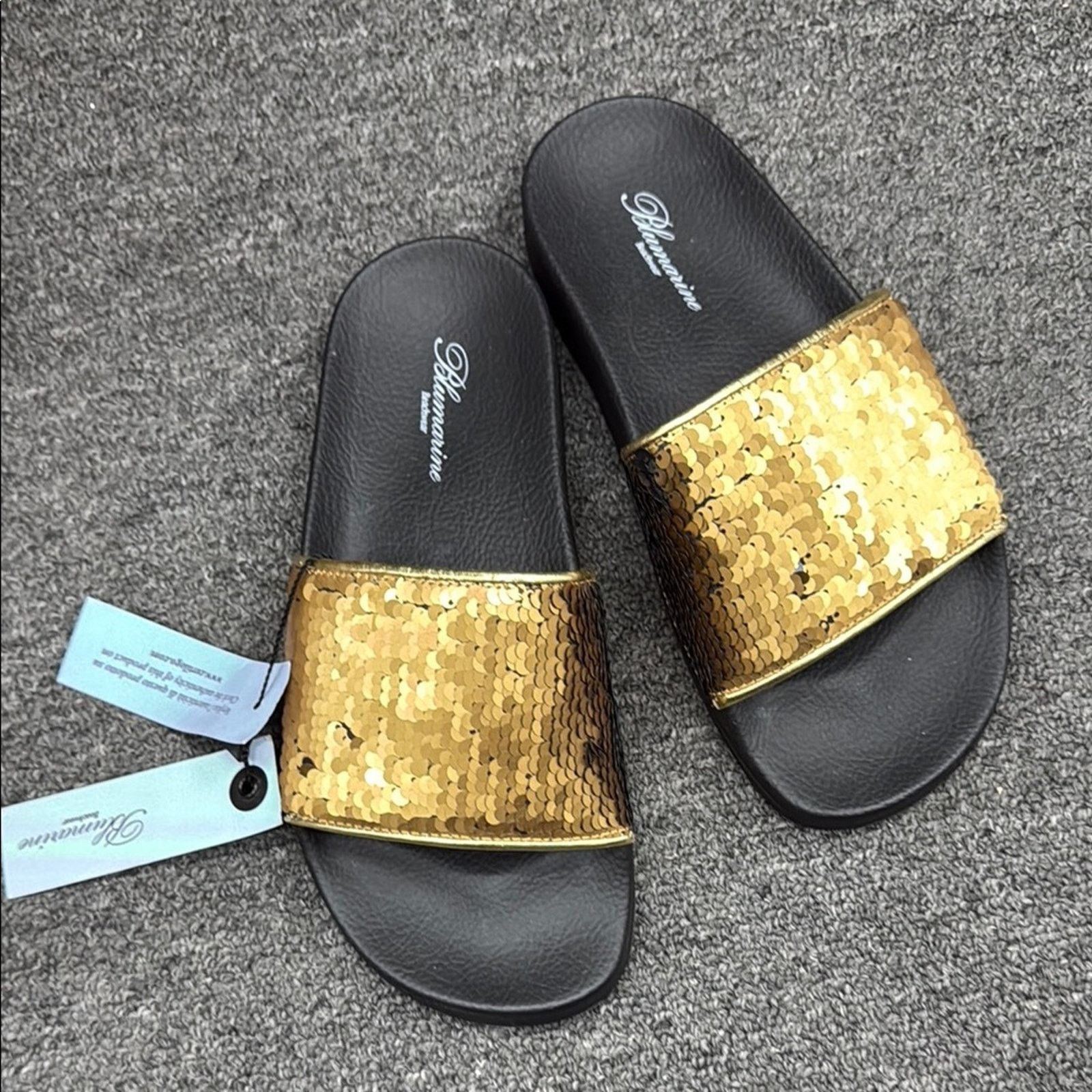 Blumarine NWT Blumarine Gold and/or black Slide Sandals Size 37 US 7 Size US 7 / IT 37 - 1 Thumbnail