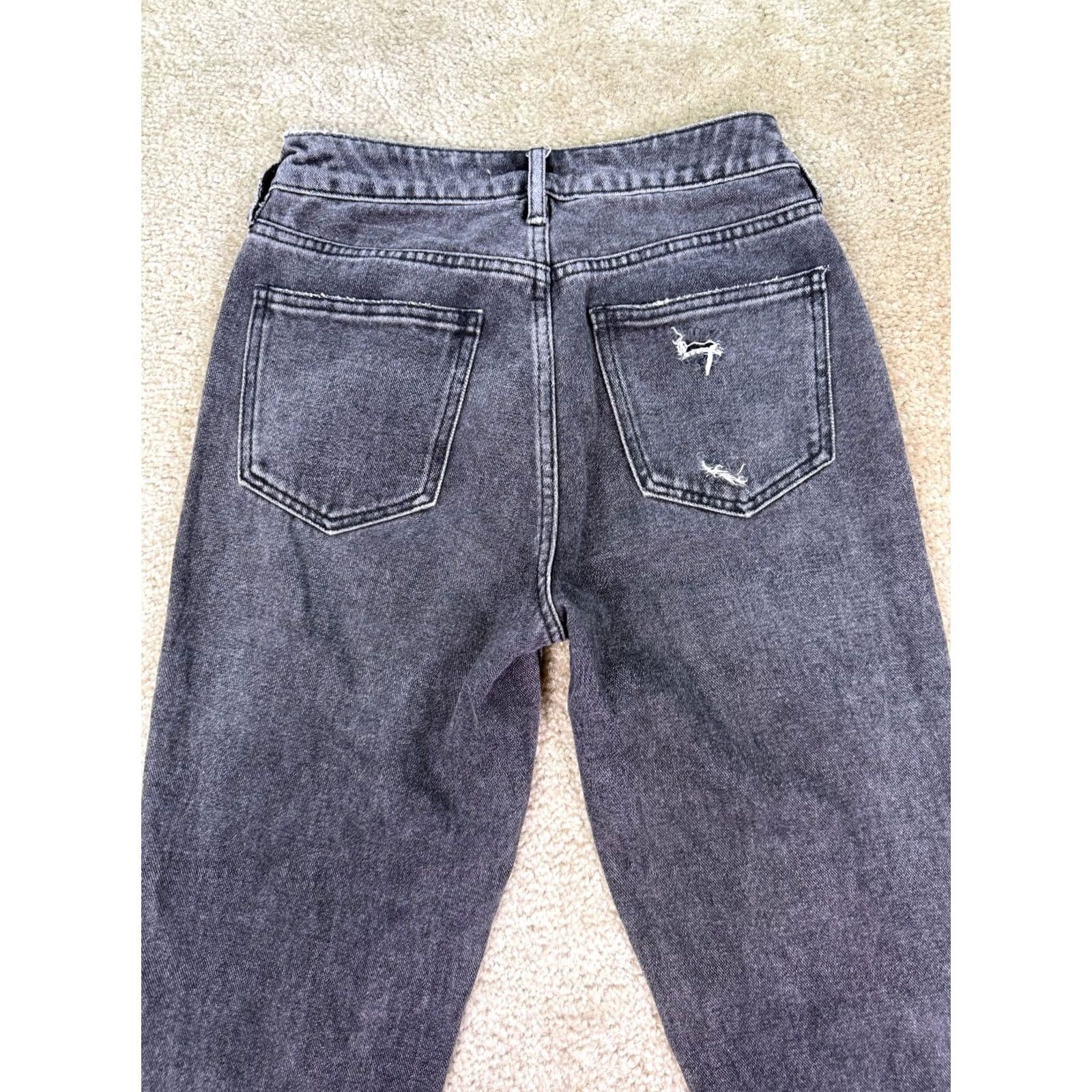 Pacsun PacSun Jeans Womens Gray Mom Straight High Rise Denim Distressed Ladies 24 B511 Size 42" / US 20 - 7 Thumbnail