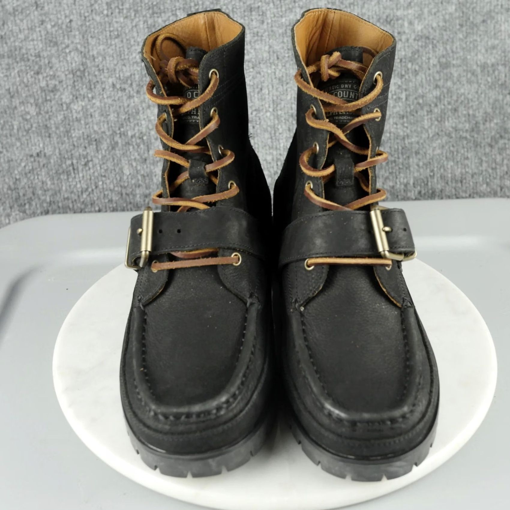 Polo Ralph Lauren Polo Ralph Lauren Ranger Boots Mens 9.5 Black Leather Lug Sole Moc Toe Combat Workwear Casual Shoes Size US M / EU 48-50 / 2 - 3 Thumbnail
