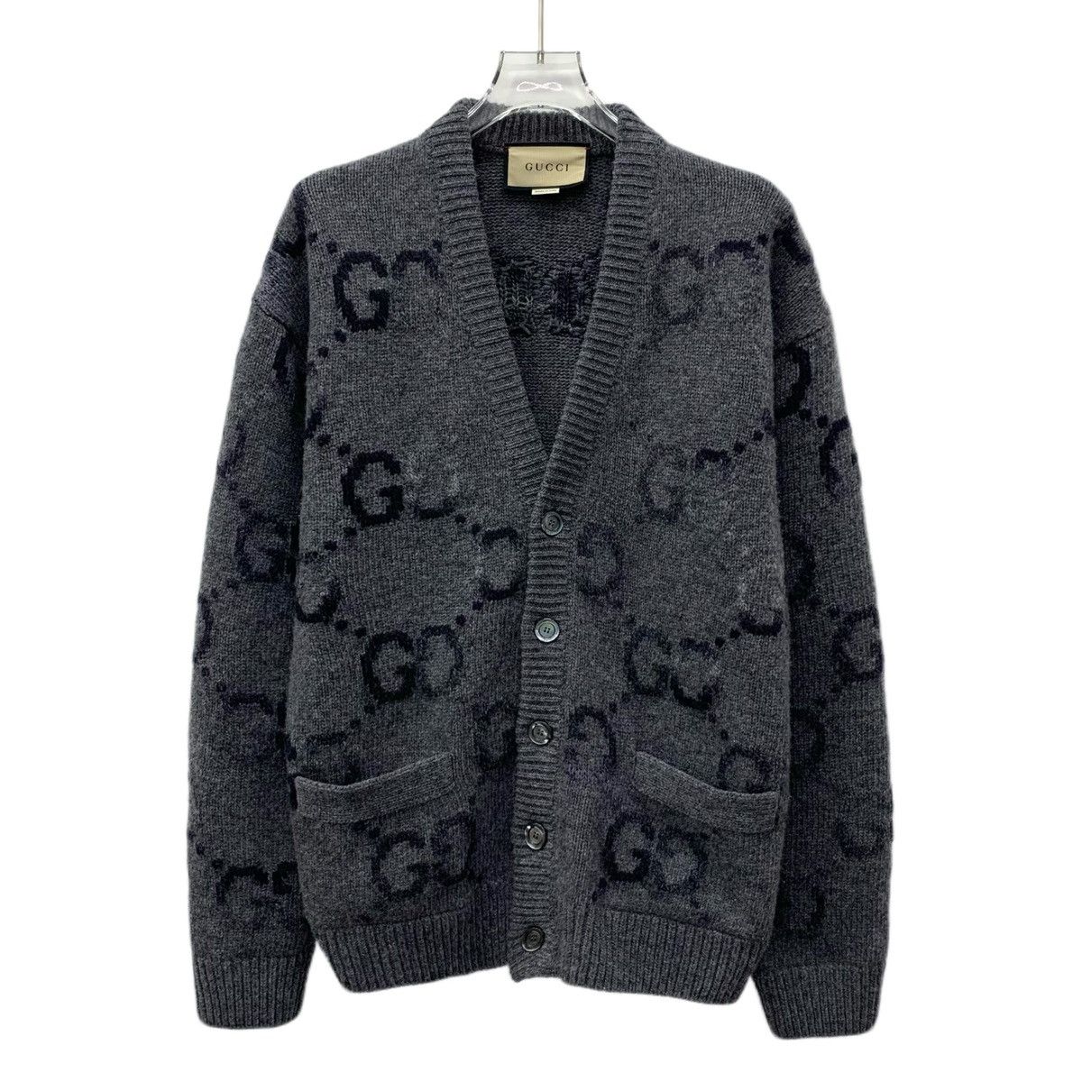 Gucci Gucci Gray Logo All Over Printed Wool Knit Cardigan Jacket Size XS / US 0-2 / IT 36-38 - 1 Thumbnail