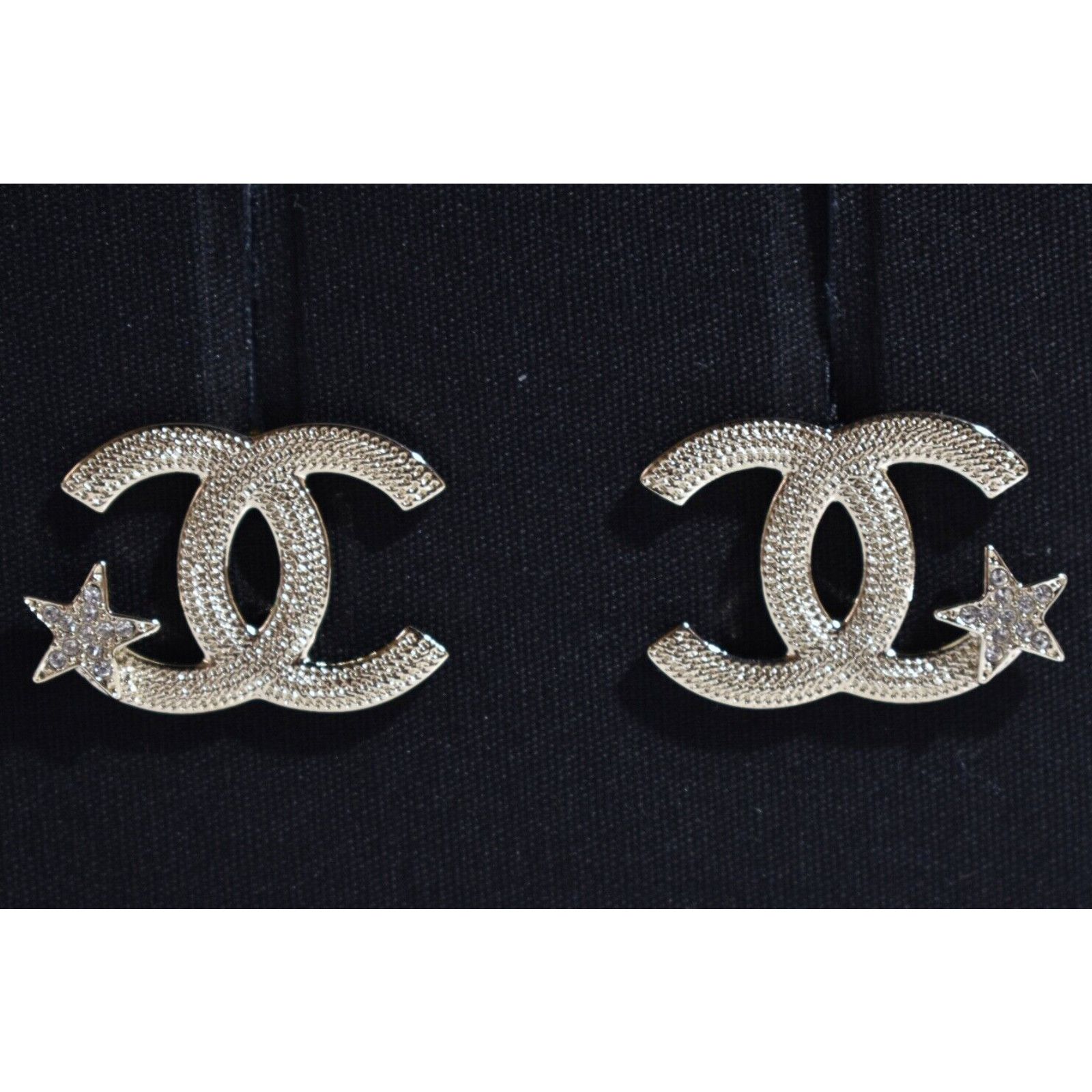 Chanel Chanel Gold Crystal Star Drop Statement Stud Earrings Size ONE SIZE - 8 Thumbnail