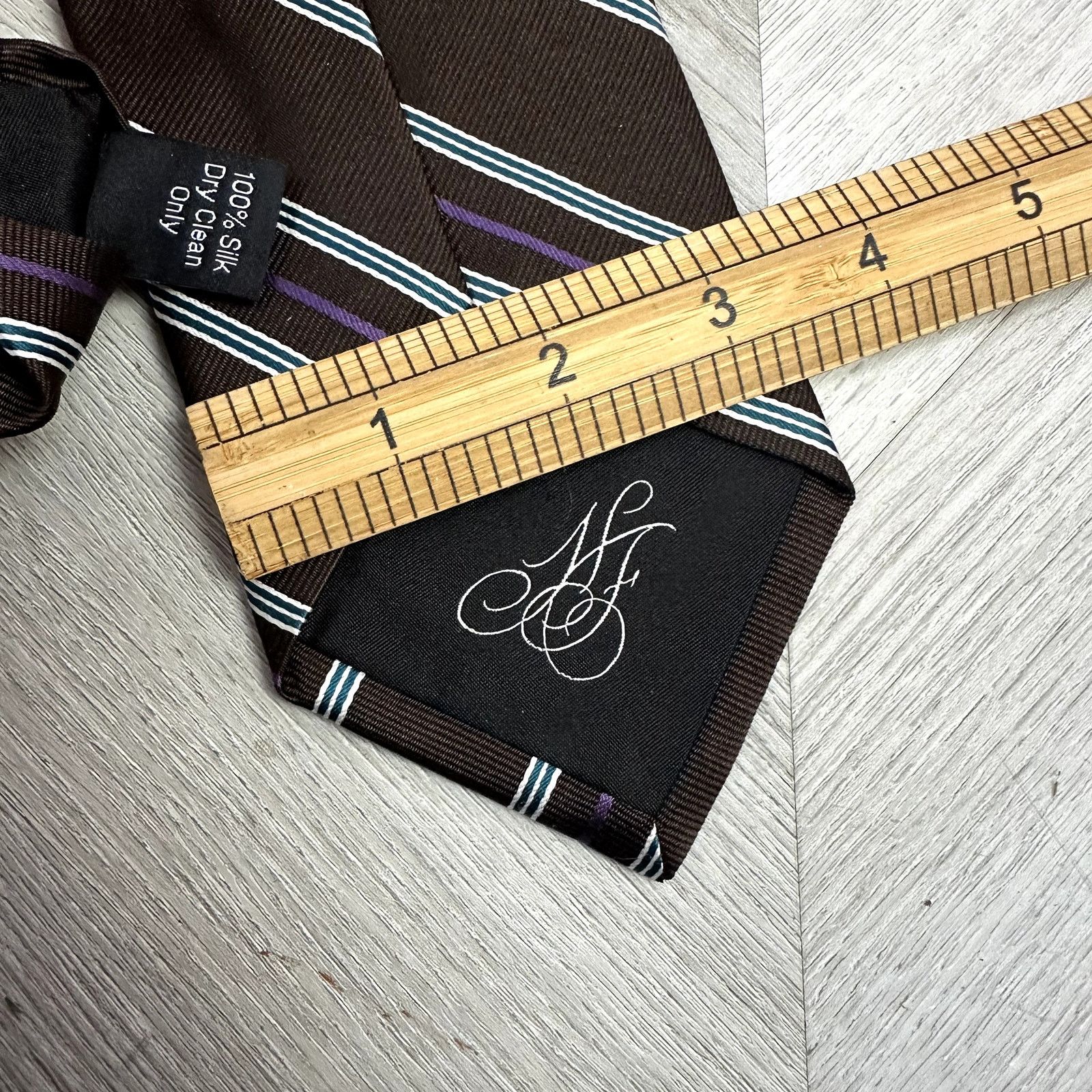 Hickey Freeman Hickey Freeman Brown Diagonal Stripe Silk Tie Blue White Size ONE SIZE - 6 Thumbnail