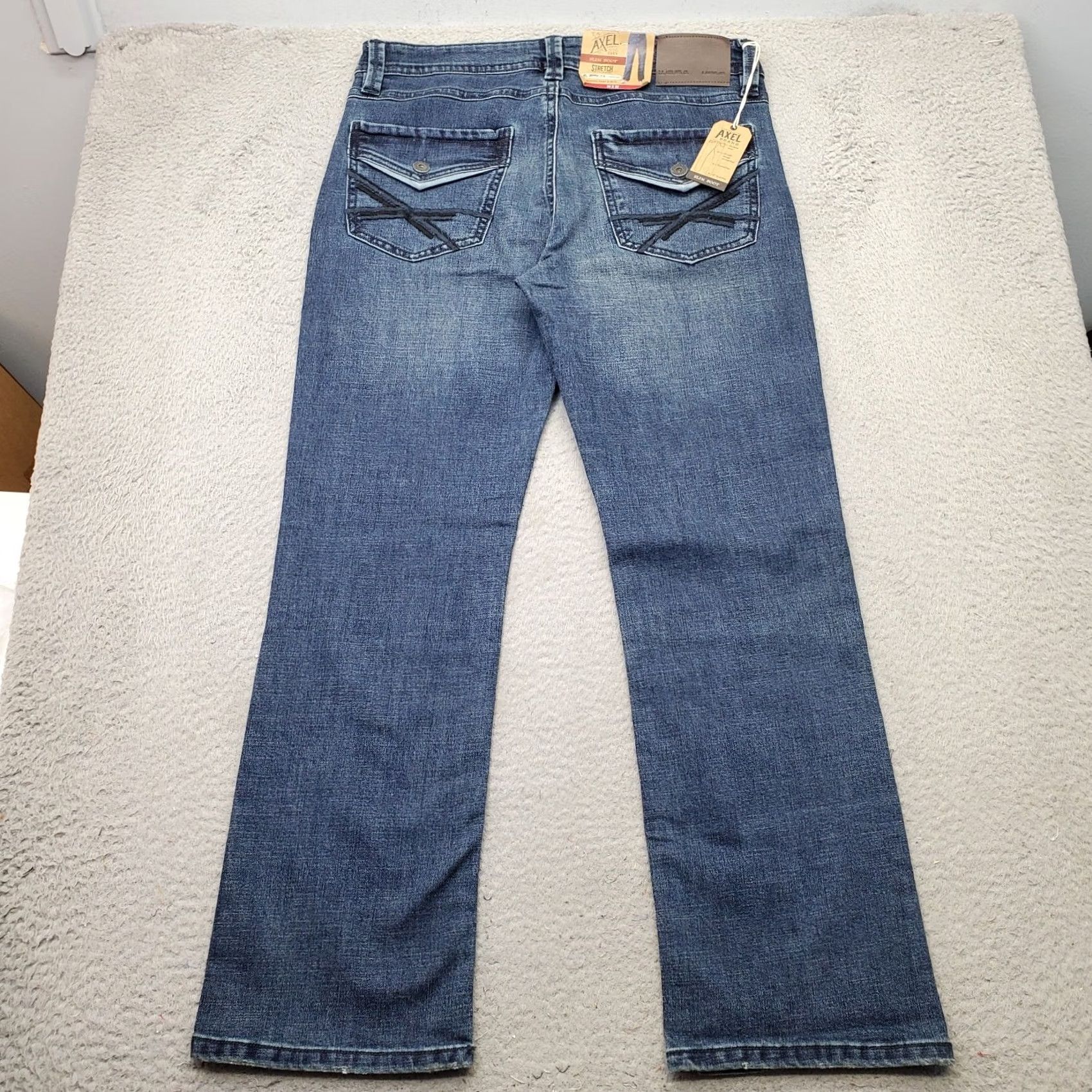 Vintage Axel Mens Jeans Main Point: Slim Boot Jeans Mens 34x32 Blue Stretch Contrast Stitch Dark Stitch Pocket Shirt? Size US 34 / EU 50 - 2 Thumbnail