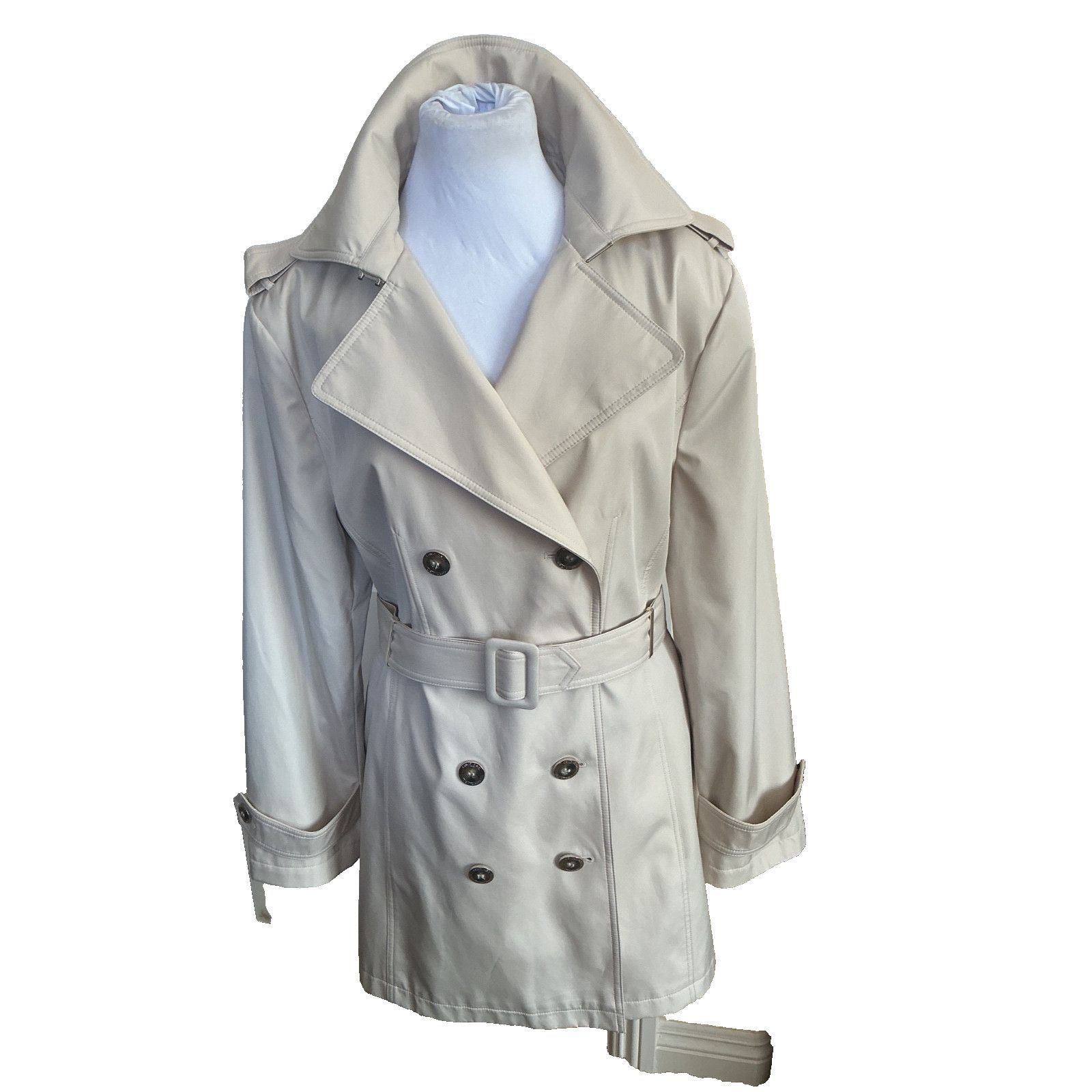 Calvin Klein CALVIN KLEIN DOUBLE BREASTED BELTED BEIGE RAIN COAT - NEW Size XL / US 12-14 / IT 48-50 - 2 Thumbnail