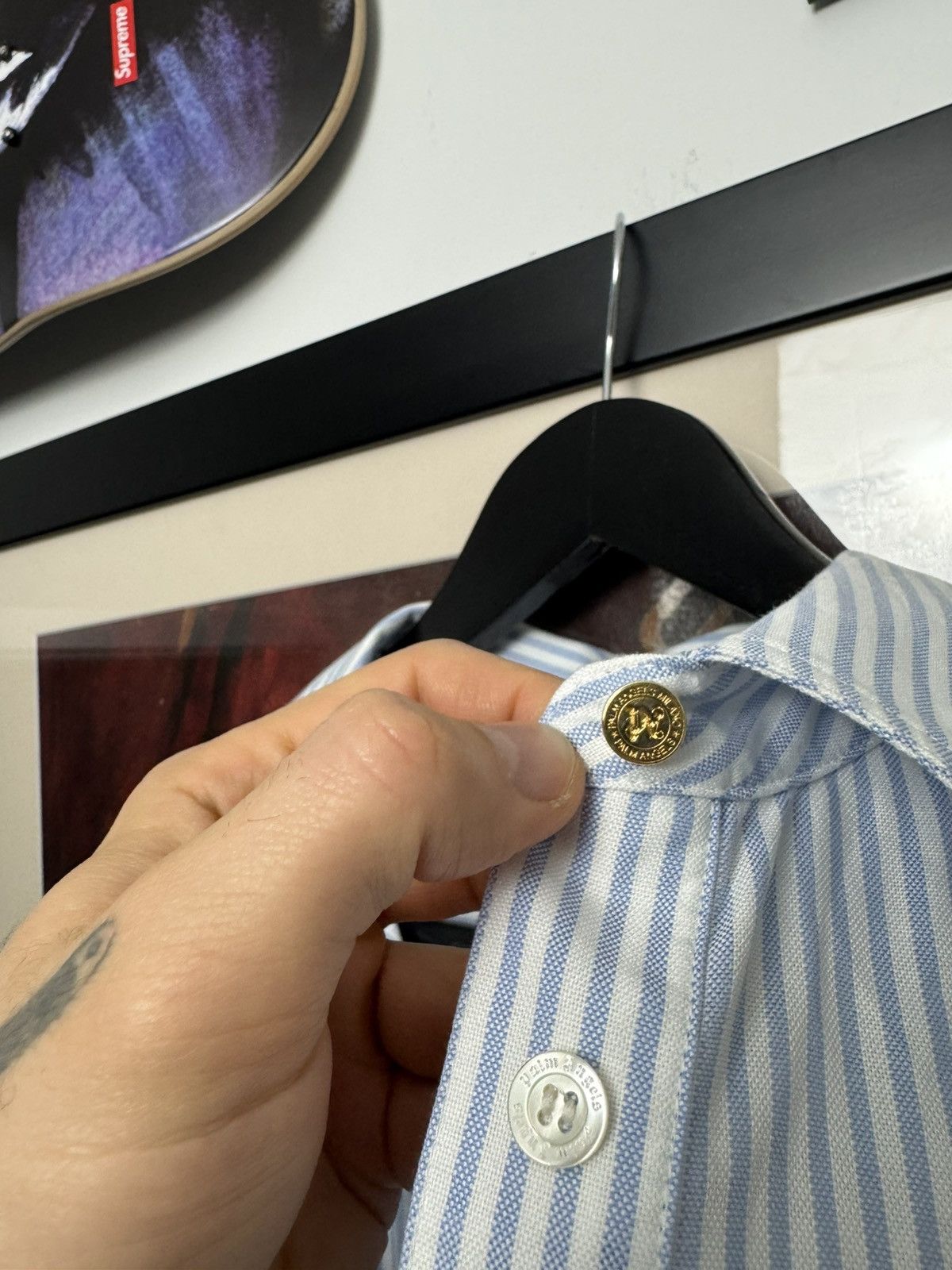 Palm Angels Palm Angels Striped Shirt Designer Mini Logo Avant Garde Size US M / EU 48-50 / 2 - 6 Thumbnail