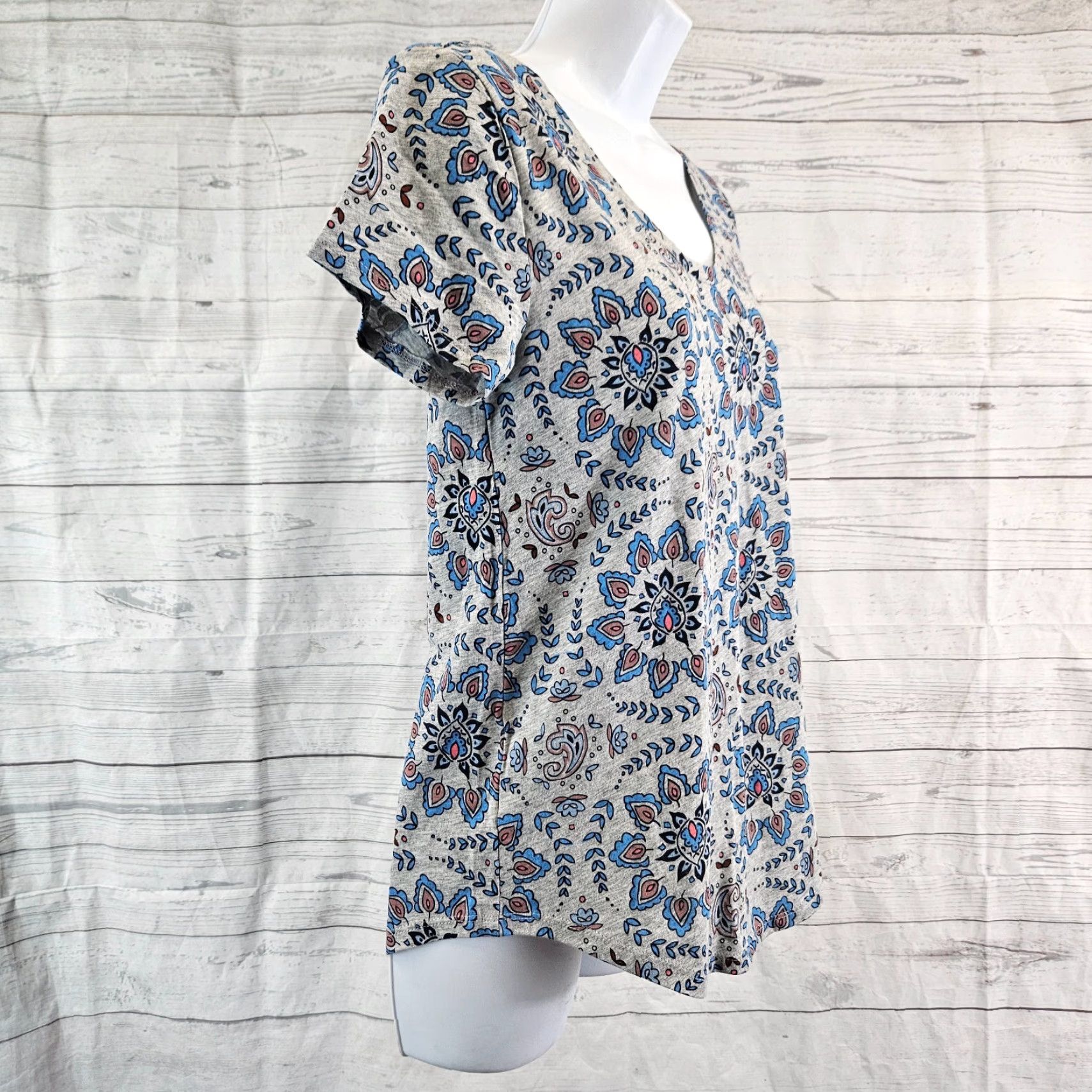 Loft VINTAGE LOFT Ann Taylor Womens Soft Tee XS Gray Short Sleeve Shirt Size 26" / US 2 / IT 38 - 3 Thumbnail