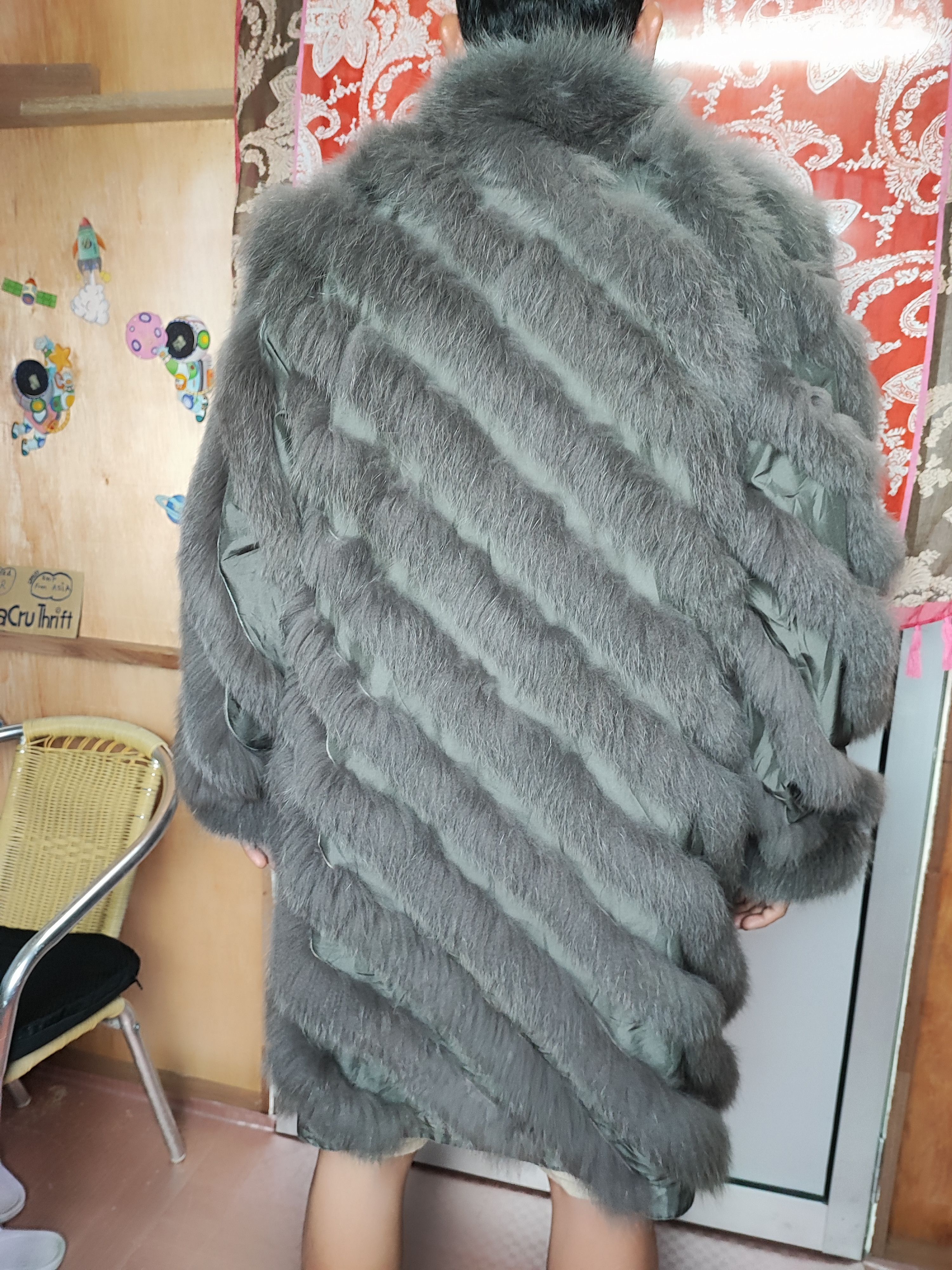 Le Grande Bleu (L.G.B.) Vintage Real Fur Bondage Coat Ravissant Size L / US 10 / IT 46 - 4 Thumbnail