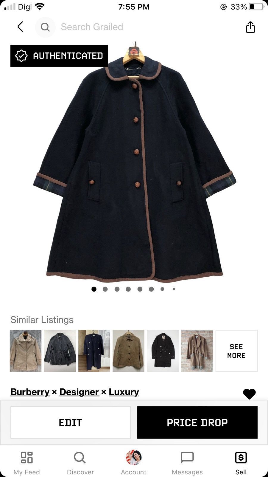 Burberry BURBERRYS MADE IN ENGLAND WOOL LONG COAT #7344-131 Size M / US 6-8 / IT 42-44 - 14 Thumbnail