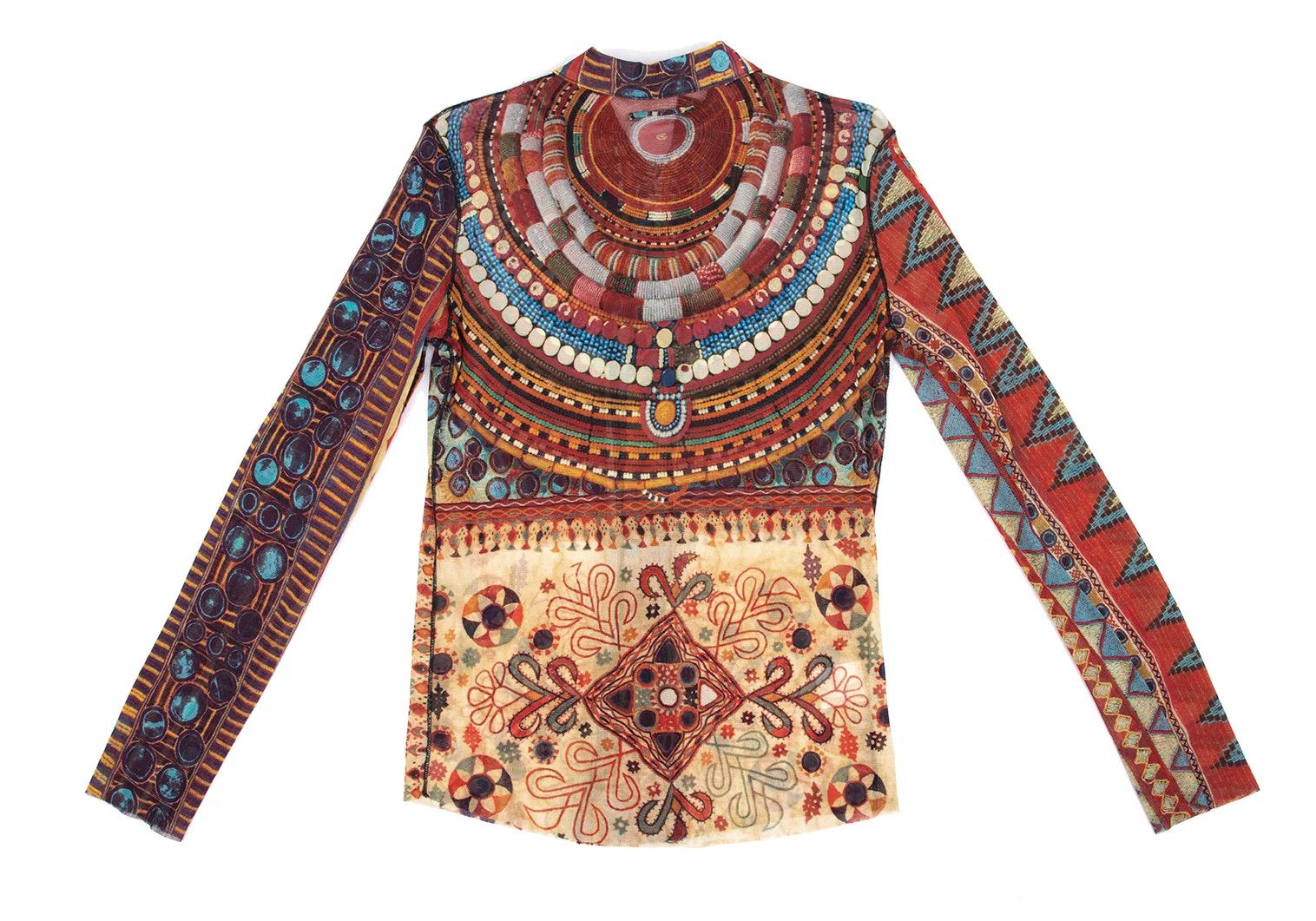 Jean Paul Gaultier Ethnic Print Power Net Shirt Multi Color Size 48 Size US M / EU 48-50 / 2 - 9 Thumbnail