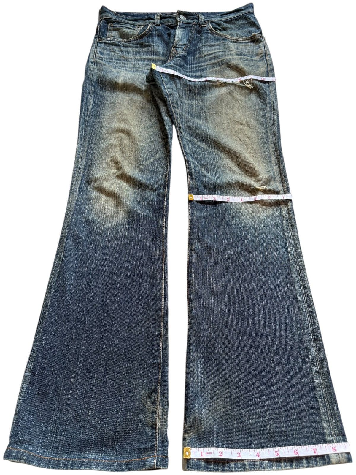 Edwin Exclusive Vintage Edwin 401 Mud Wash Distressed Flare Jeans Size US 30 / EU 46 - 13 Thumbnail