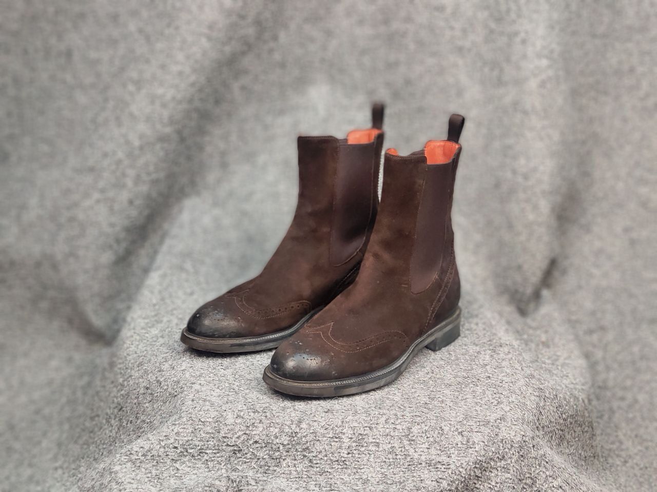 Santoni Santoni Design Premium Suede Brown Chelsea Boots Size US 7 / EU 40 - 10 Thumbnail