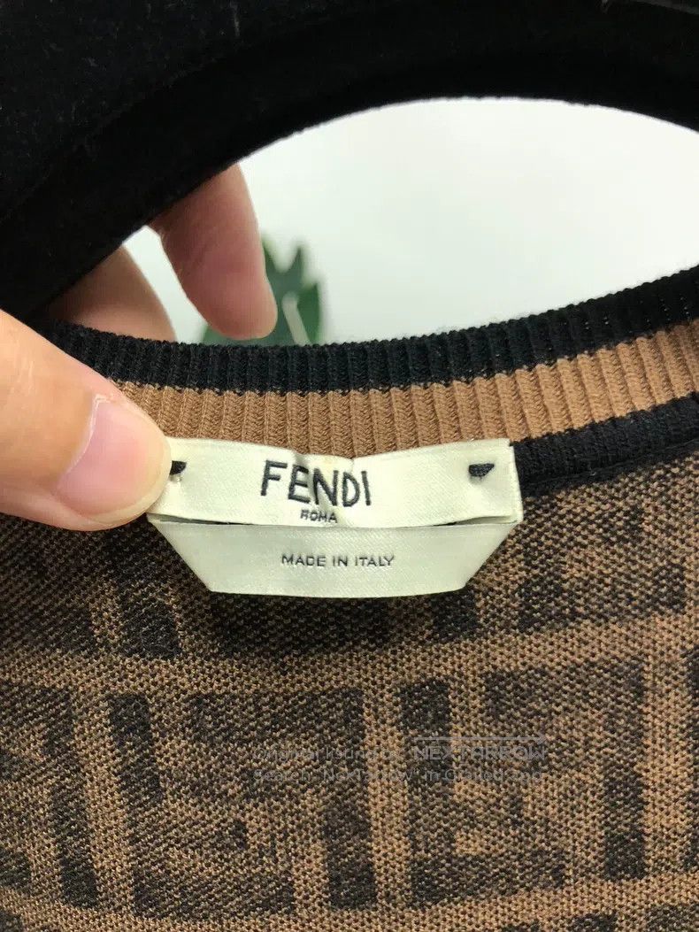 Fendi Fendi Embroidered Full Print Dress - Brown Size XS / US 0-2 / IT 36-38 - 3 Thumbnail