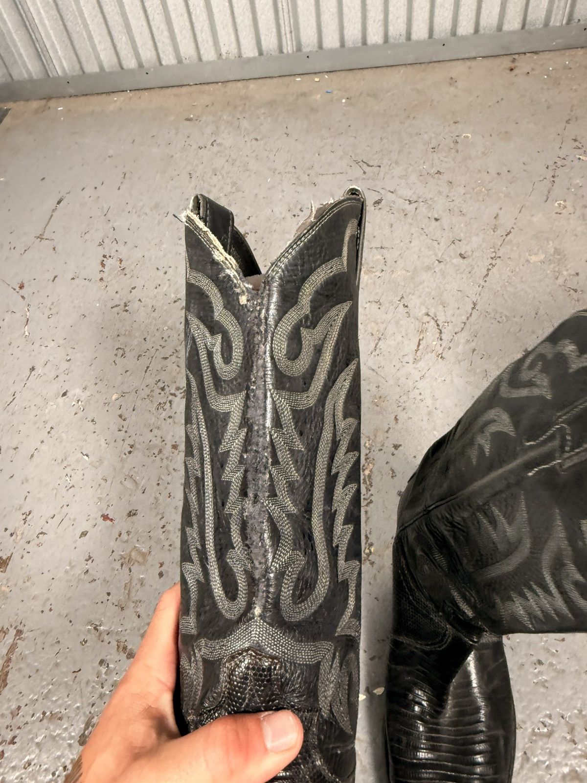 Justin Boots 80s Vintage Justins Lizard Skin Made in Usa Cowboy Boots Size US 8.5 / EU 41-42 - 7 Thumbnail