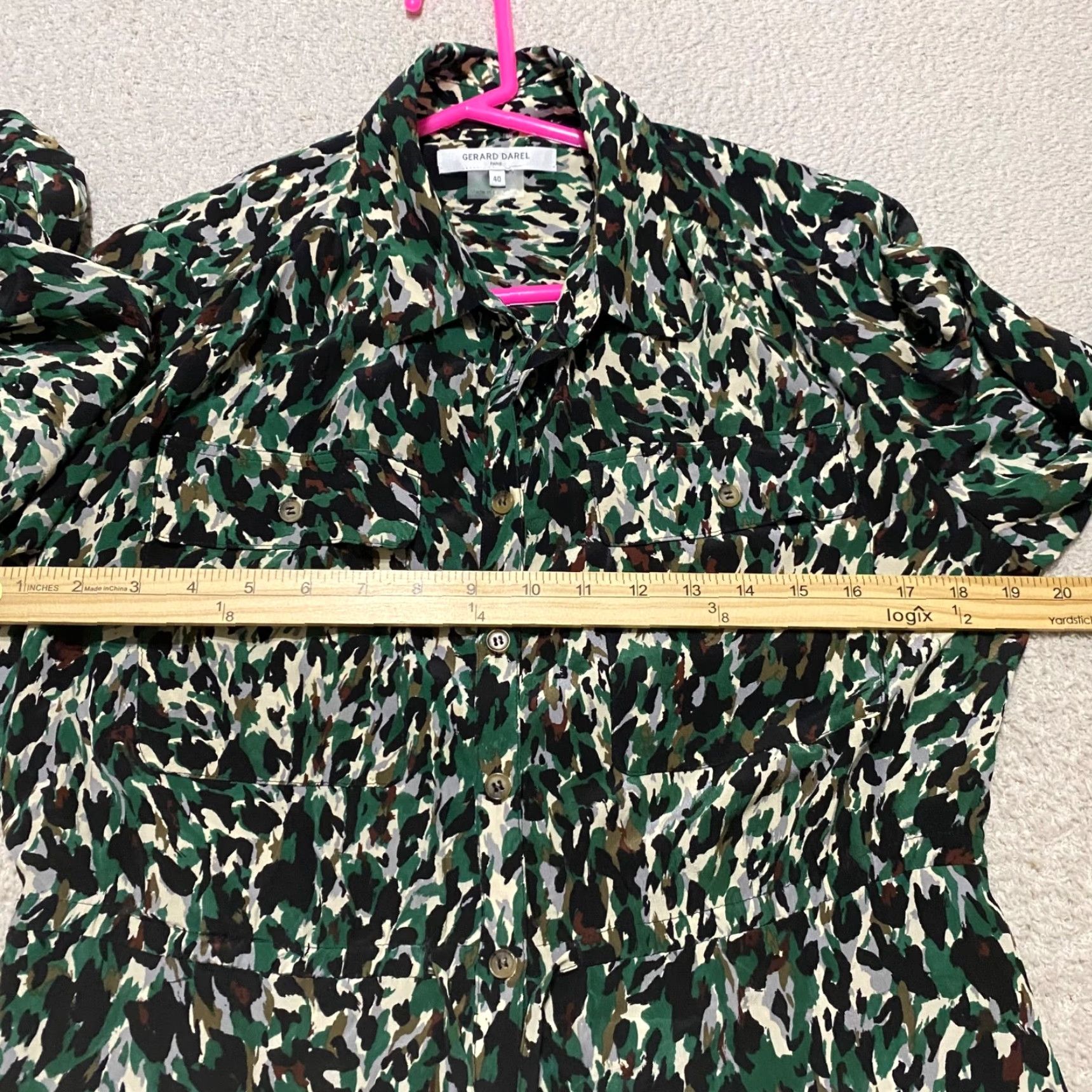 Talbots Gerard Darel Shirt Dress Geometric Multicolor 3/4 Sleeve Button Up Knit Silk Midi Casual Womens Size 40 Size S / US 4 / IT 40 - 7 Thumbnail