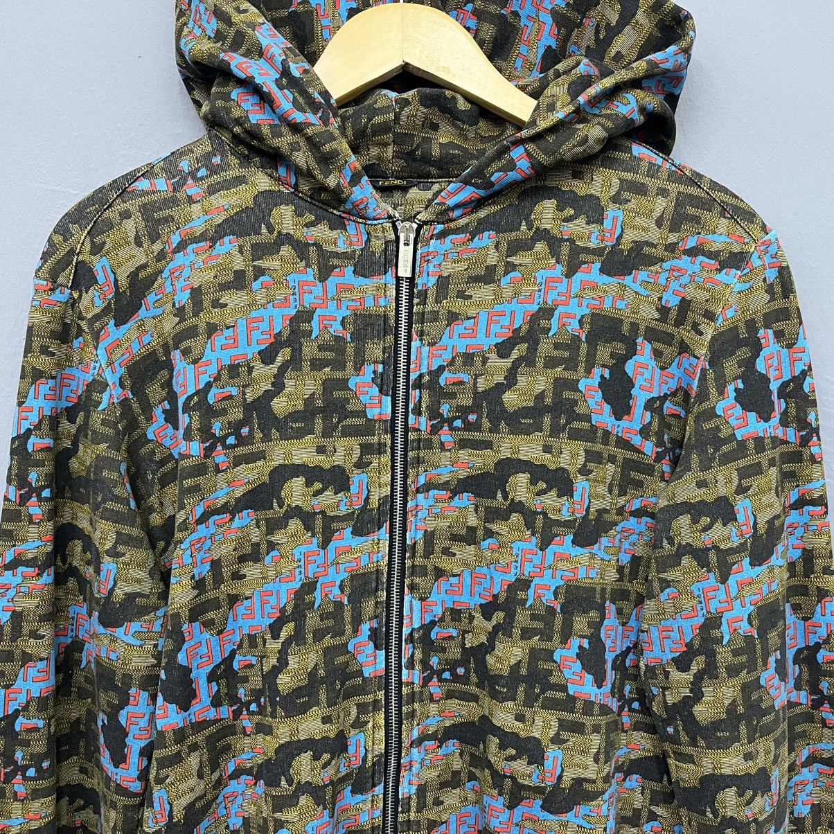 Fendi Fendi Monogram Blue Camouflage Full Zip Hoodie Jacket Size US M / EU 48-50 / 2 - 3 Thumbnail