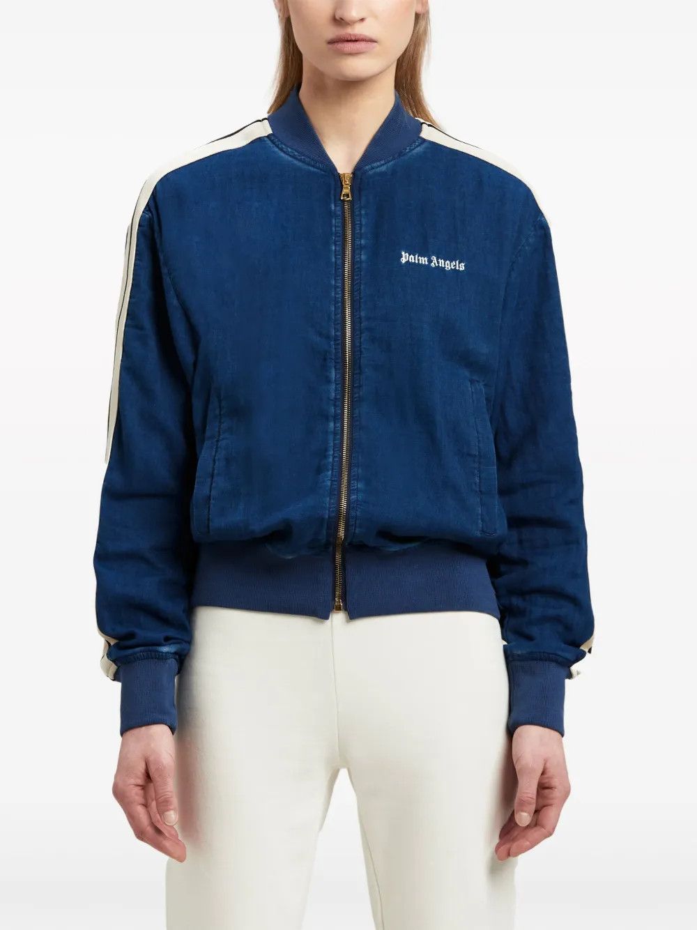 Palm Angels o1y1125 Bomber Jacket in Blue/White Size S / US 4 / IT 40 - 3 Thumbnail
