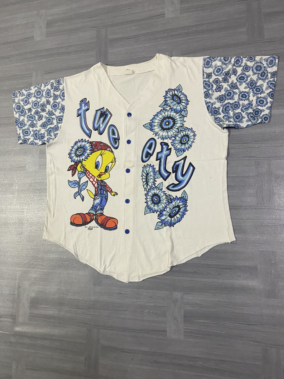 Cartoon Network Vintage 90s Looney Tunes Tweety Ditsy Flora Cartoon Shirt Size US XL / EU 56 / 4 - 2 Thumbnail