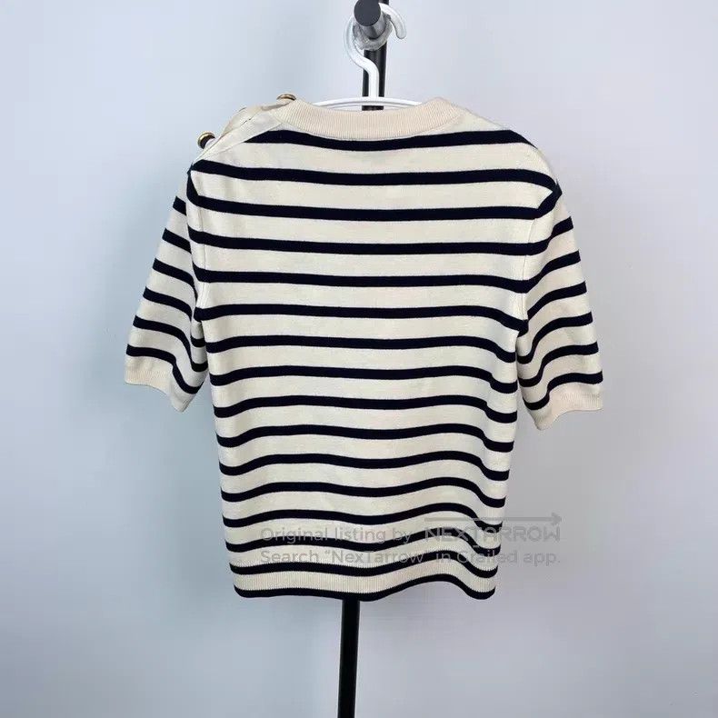 Louis Vuitton Louis Vuitton Boat anchor gold button knit stripe short sl Size S / US 4 / IT 40 - 3 Thumbnail